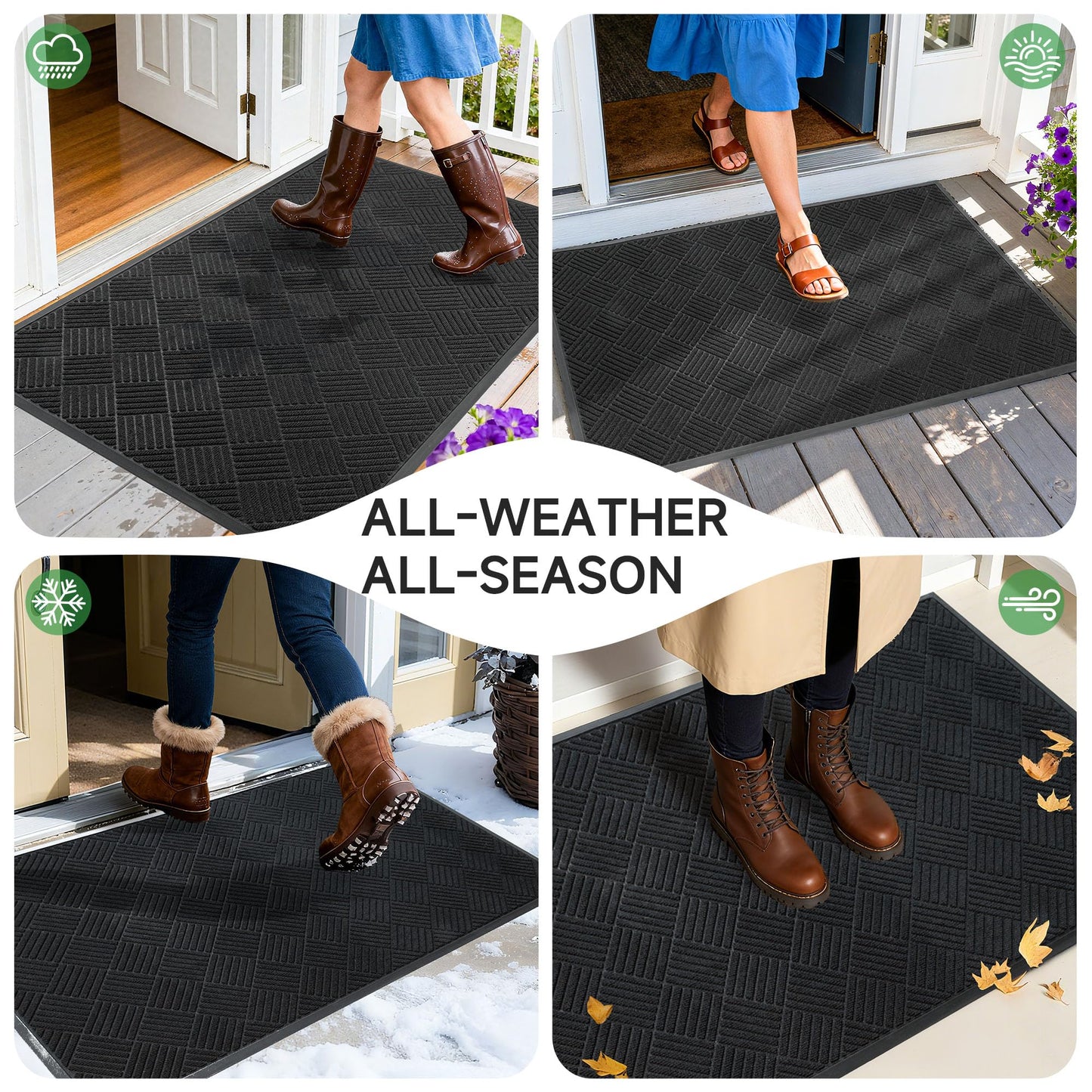 100pointONE Front Door Mat, Heavy Duty Indoor Outdoor Doormat, 72" x 36" Low Profile Outdoor Mats for Home Entrance, Stain and Fade Resistant Welcome Mat Ideal for High Traffic Area, Diamond Black