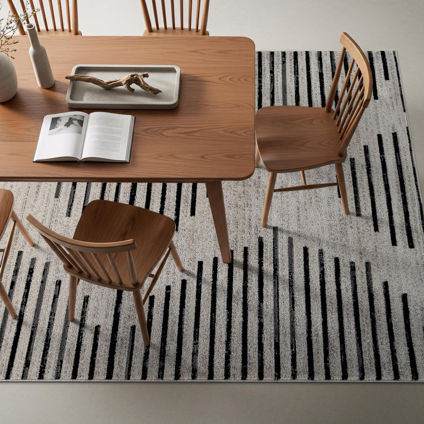 Rugshop Contemporary Abstract Indoor Area Rug for Living Room,Bedroom,Kitchen Rug Low Pile Rug with Jute Backing 5' x 7' Cream