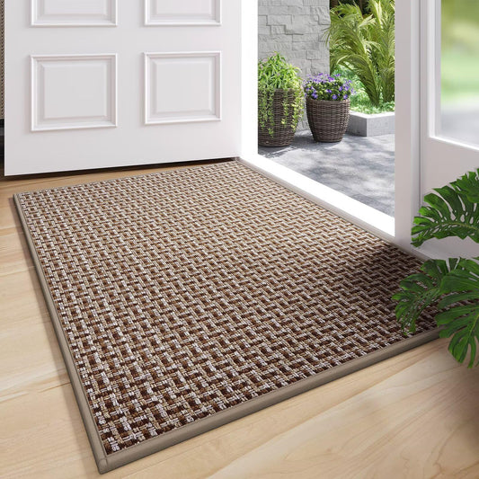 YDKGL Door Mat 24"x35", Dirt Resistant and Absorbent, Non-Slip Rubber Backing Floor Mats, Easy Clean Low-Profile Doormat for Entryway, Front Door, Inside Entrance, Brown