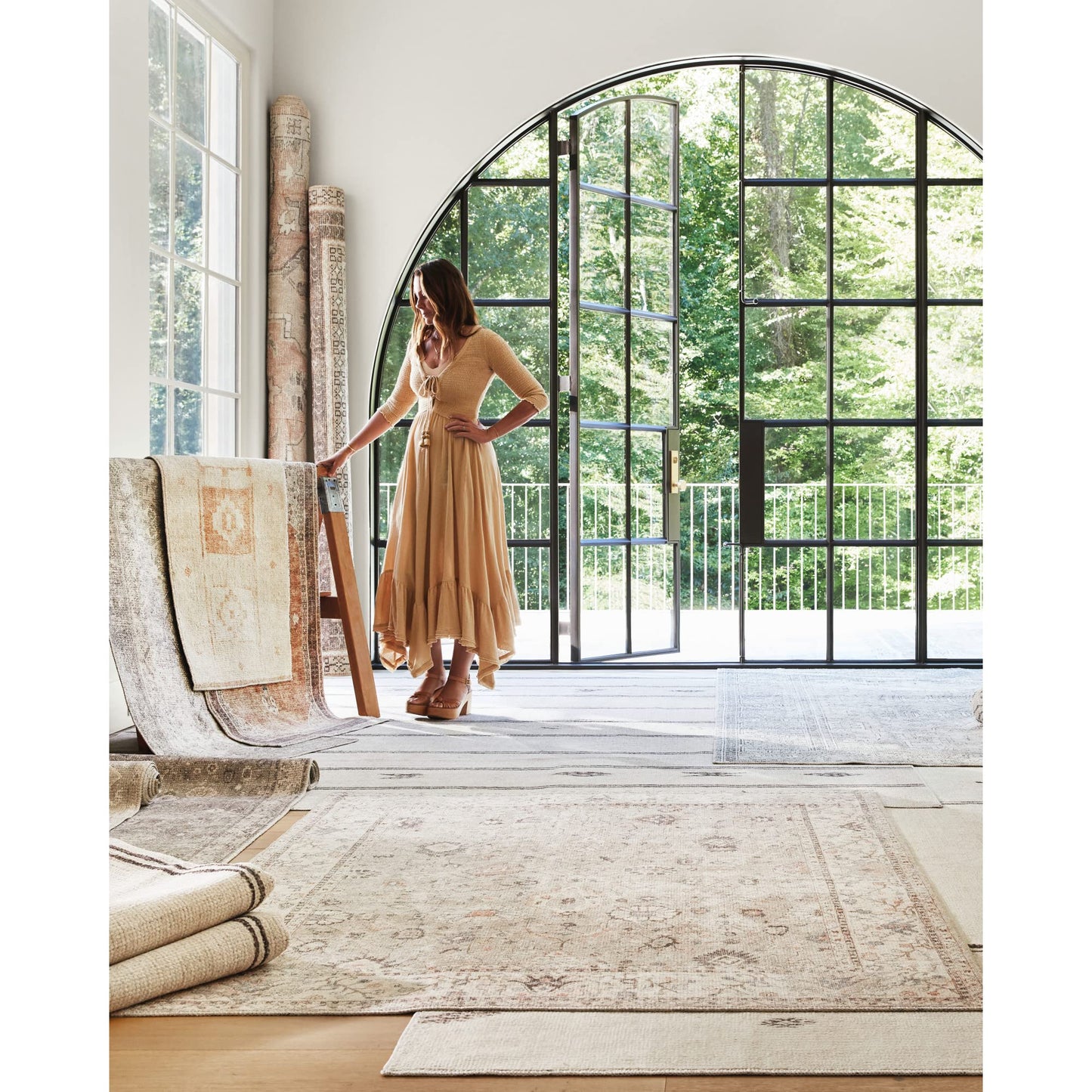 Livabliss x Becki Owens Marlene Vintage Medallion Area Rug, 6'7" x 9', Pale Blue