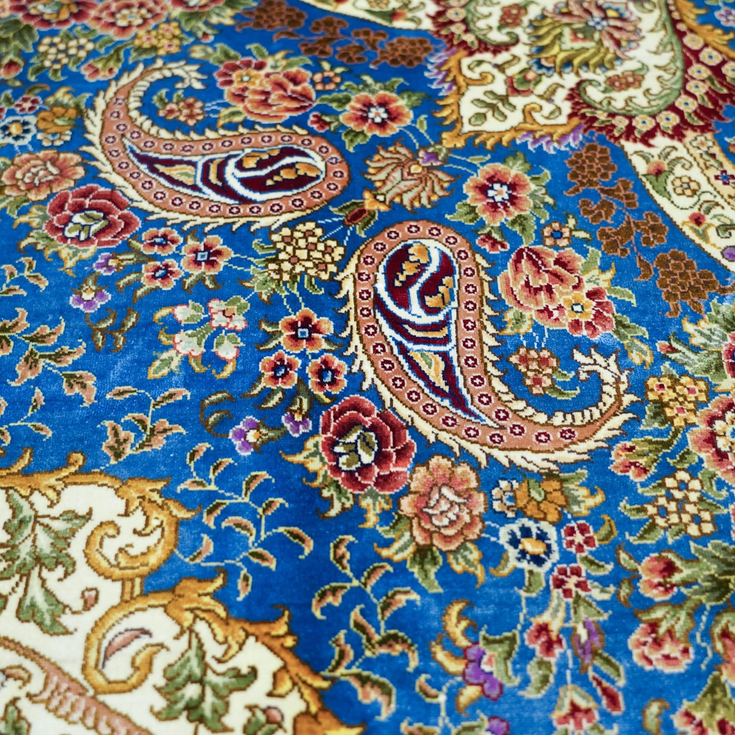 Yuchen Rug Silk Rug 8x10 Blue Handmade Traditional Medallion Vintage Large Silk Rug for Living Room