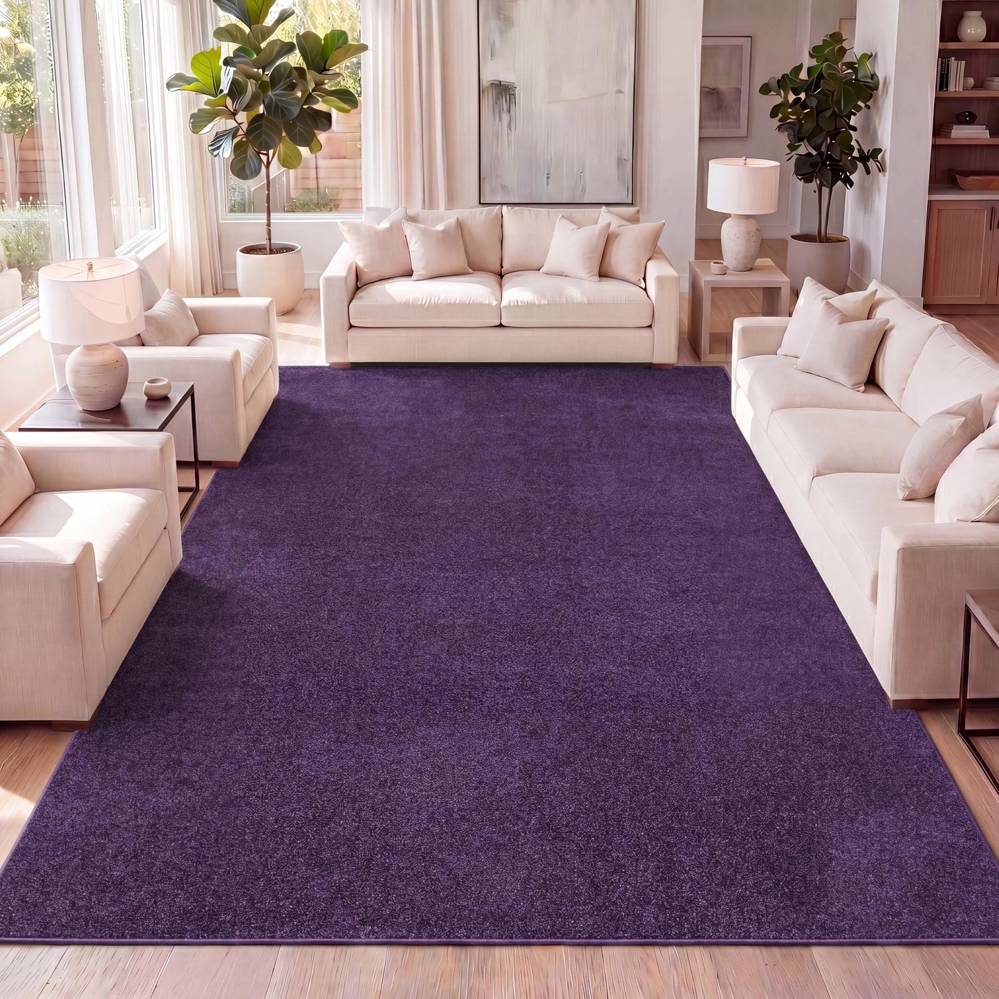 JONATHAN Y Haze Solid Low-Pile Purple Indoor Area Rug 3x5, Coastal,Bohemian,Minimalist,Classic, Easy-Cleaning for Living Room,Bedroom,Kitchen,Pet Friendly,Non-Shedding (SEU100N-3)