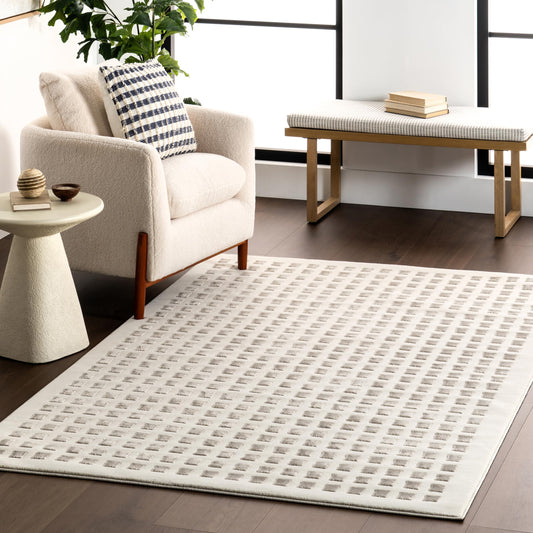 Nuloom Daleyza Cream/Beige, 9' x 12', Checkered, Soft and Cozy, High Traffic, Stain Resistant, Easy Clean, Durable Washable Area Rug for Bedroom, Living Room, Dining Space, Den, Foyer, Entryway