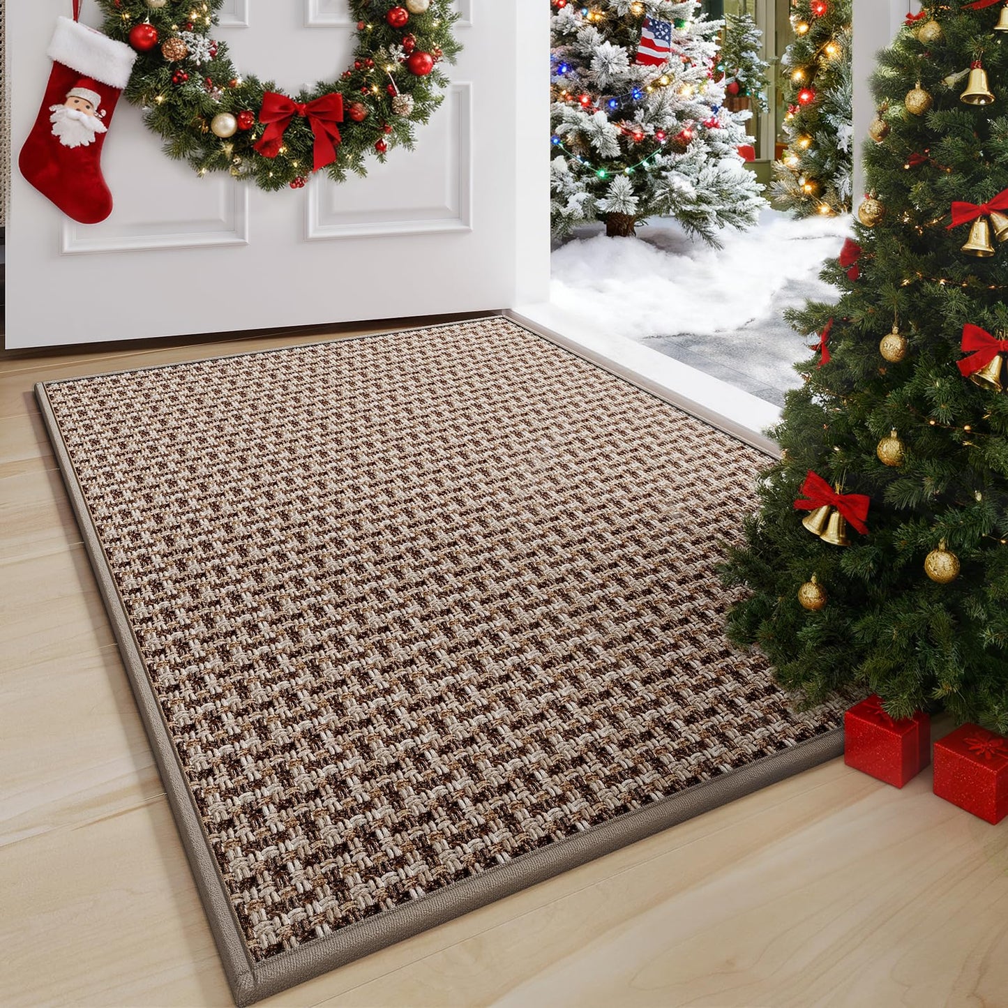 YDKGL Door Mat Entrance 24x35, Dirt Resistant and Absorbent, Non-Slip Rubber Backing Floor Mats, Easy Clean Low-Profile Doormat for Entryway, Front Door, Inside Entrance, Black