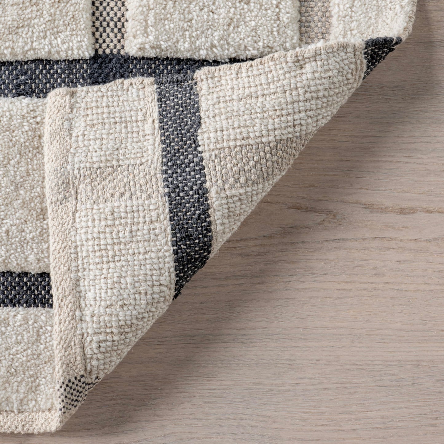 Rugs USA Rowena Checked Wool Area Rug, 8'6" x 11'6", Ivory