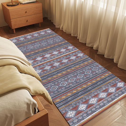 RUGSURE Washable Area Rugs 2'6'' x 8' - 1/6 Thick - Moroccan-Inspired -Stain & Water Resistant Non-Slip - Resistant Rug for Living Room, Bedroom, Nursery, Pet & Child Friendly (Blue and Red)