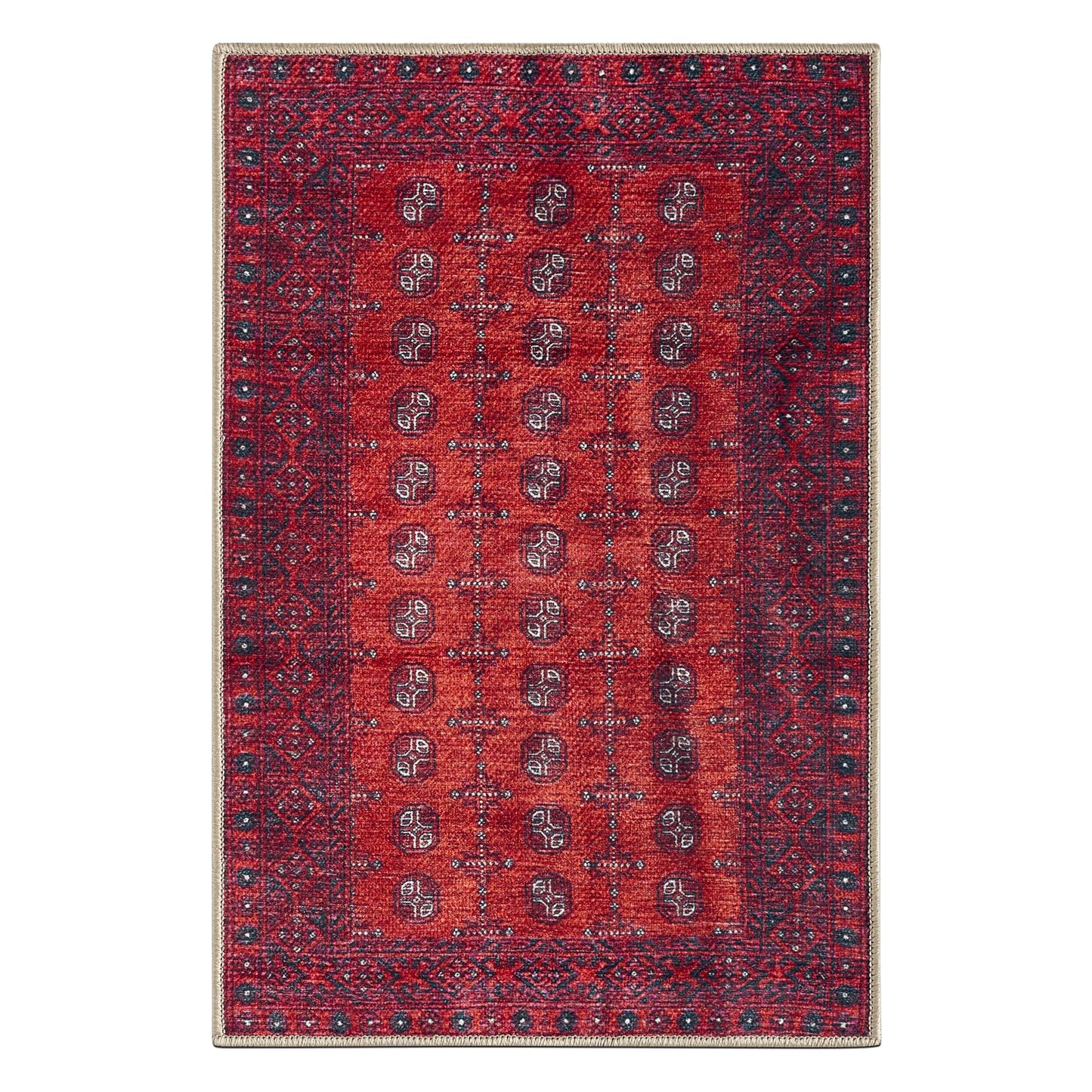 Keen Home Design 2x3 Rug - Machine Washable Entry Rug with Non-Slip Backing, Ideal for Enteryway, Kitchen, Bathroom, Laundry Room - Vintage, Easy Clean, Durable, Low Pile Rug - (2' x 3')