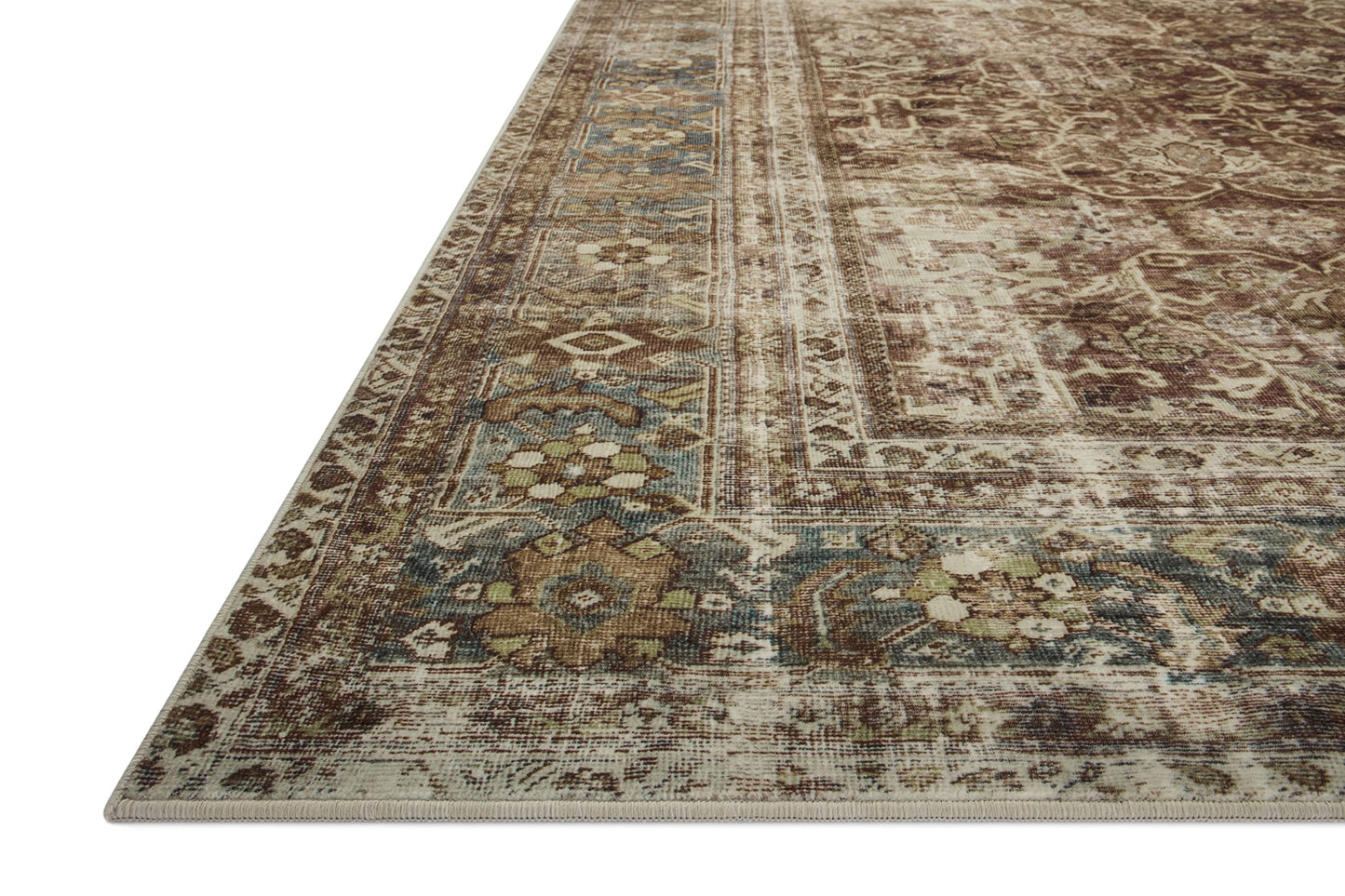 Loloi Magnolia Home by Joanna Gaines Sinclair Collection SIN-01 Rust/Lagoon 7'-6" x 9'-6", .25" Pile Height, Machine Washable, Area Rug