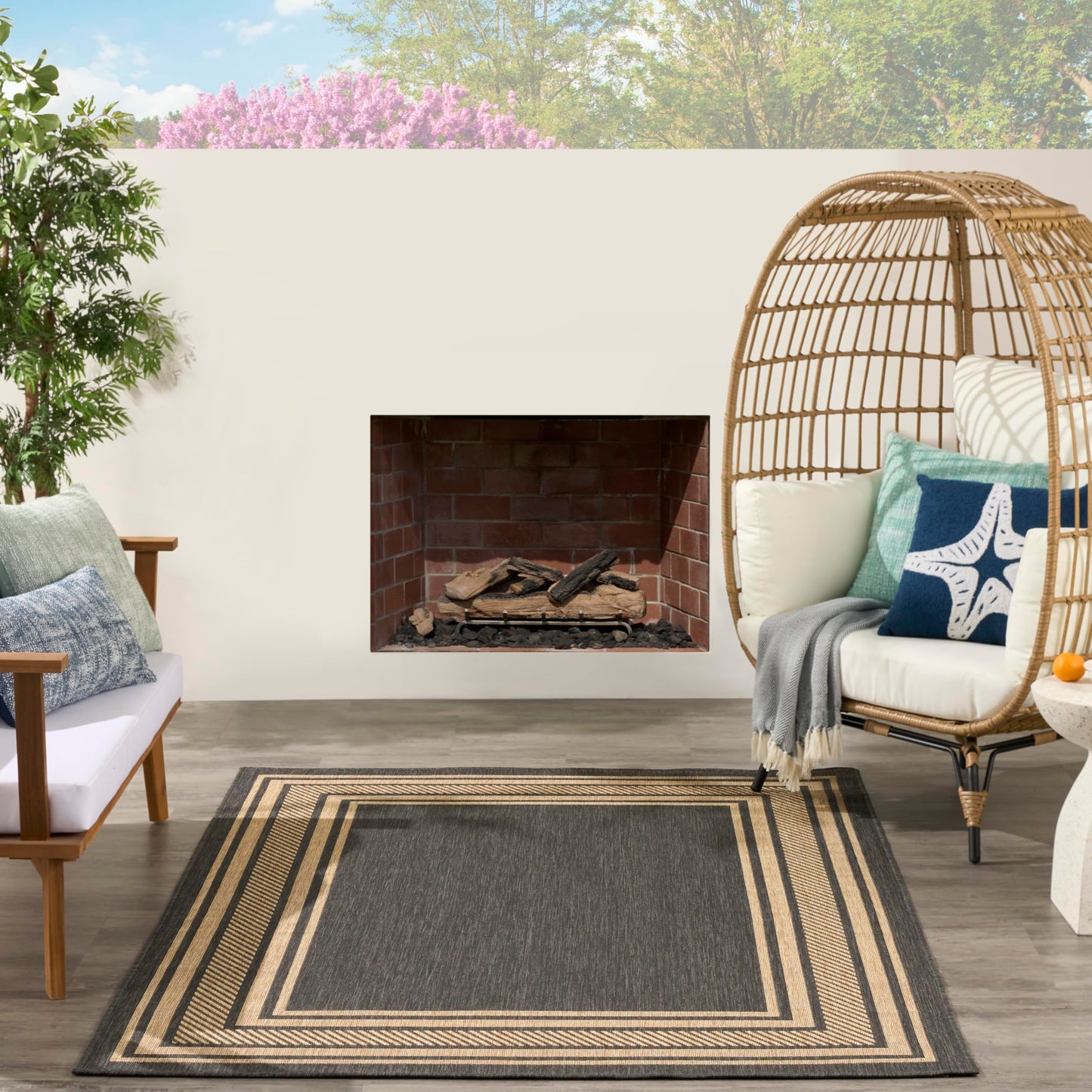 Nourison Home Horizon Indoor/Outdoor Charcoal 4' x 6' Area Rug - Easy Clean, Non Shedding, Bed Room, Living Room, Dining Room, Kitchen (4' x 6')