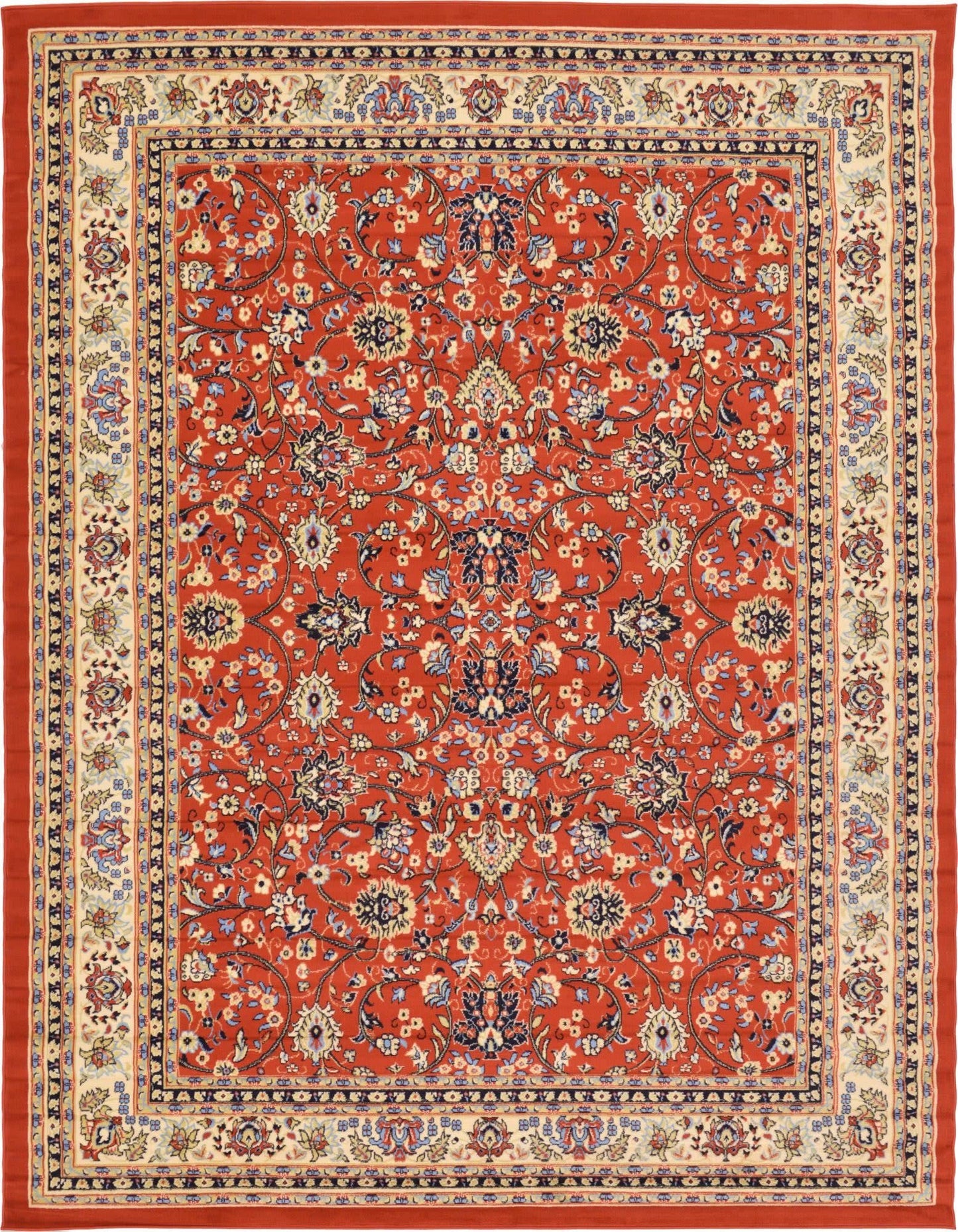 Unique Loom Sialk Hill Collection Area Rug - Washington (9' x 12' Rectangle Terracotta/Cream)