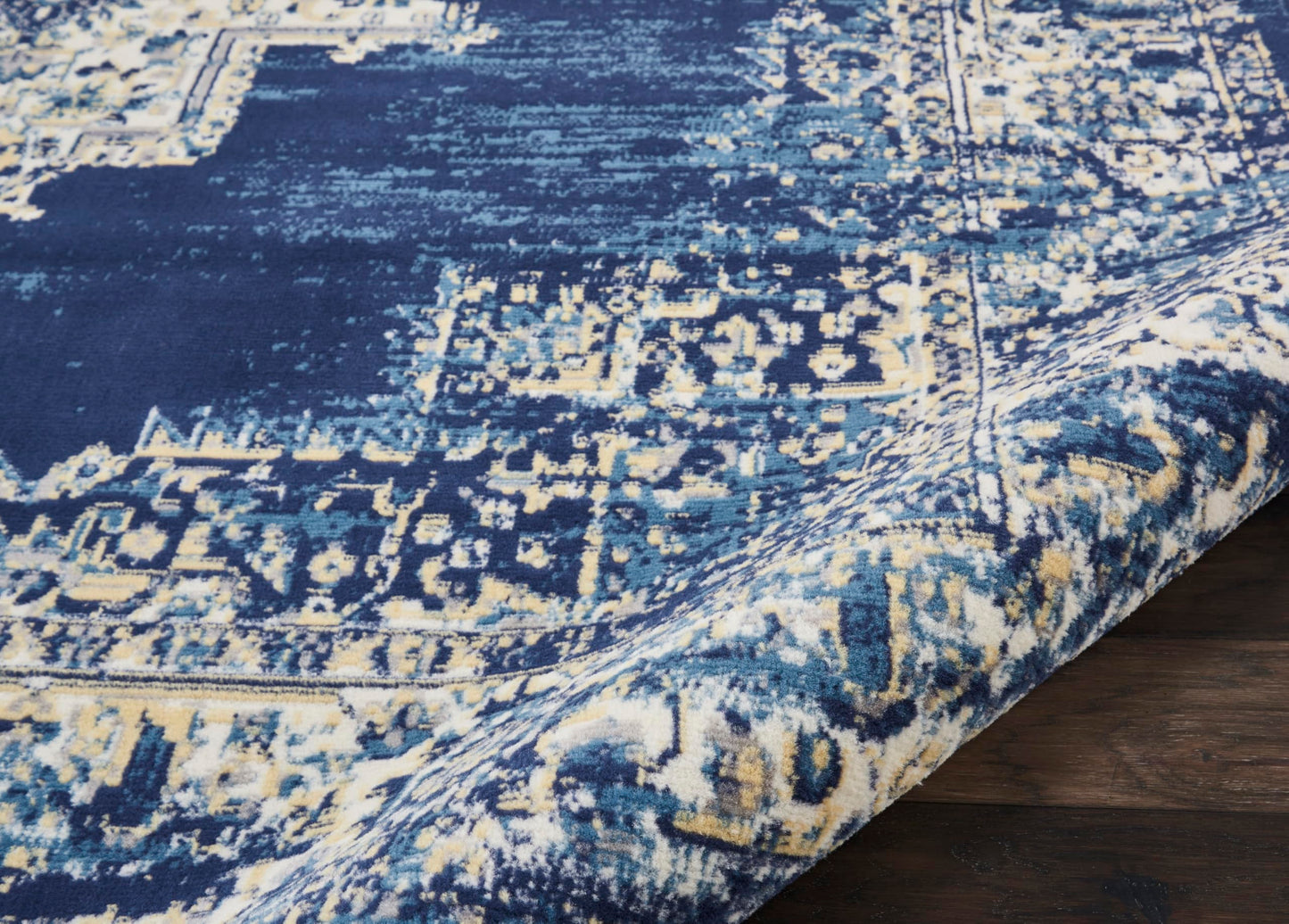 Nourison Home Grafix Navy Blue 7' x 10' Area Rug - Easy Clean, Non Shedding, Bed Room, Living Room, Dining Room, Kitchen (7' x 10')