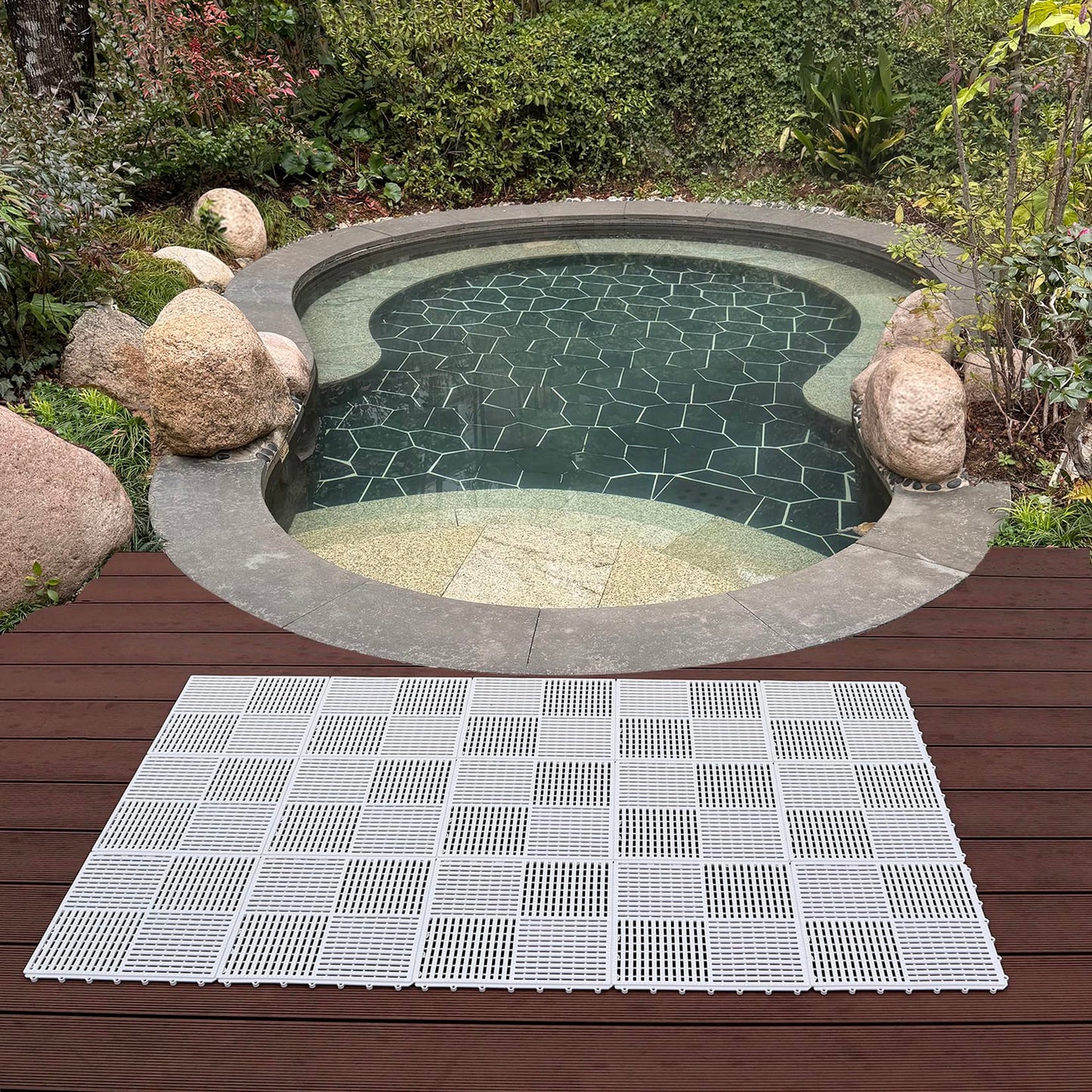 wiiiw 9 Pack Modular Interlocking Tiles Double Non-Slip 12"x12" White