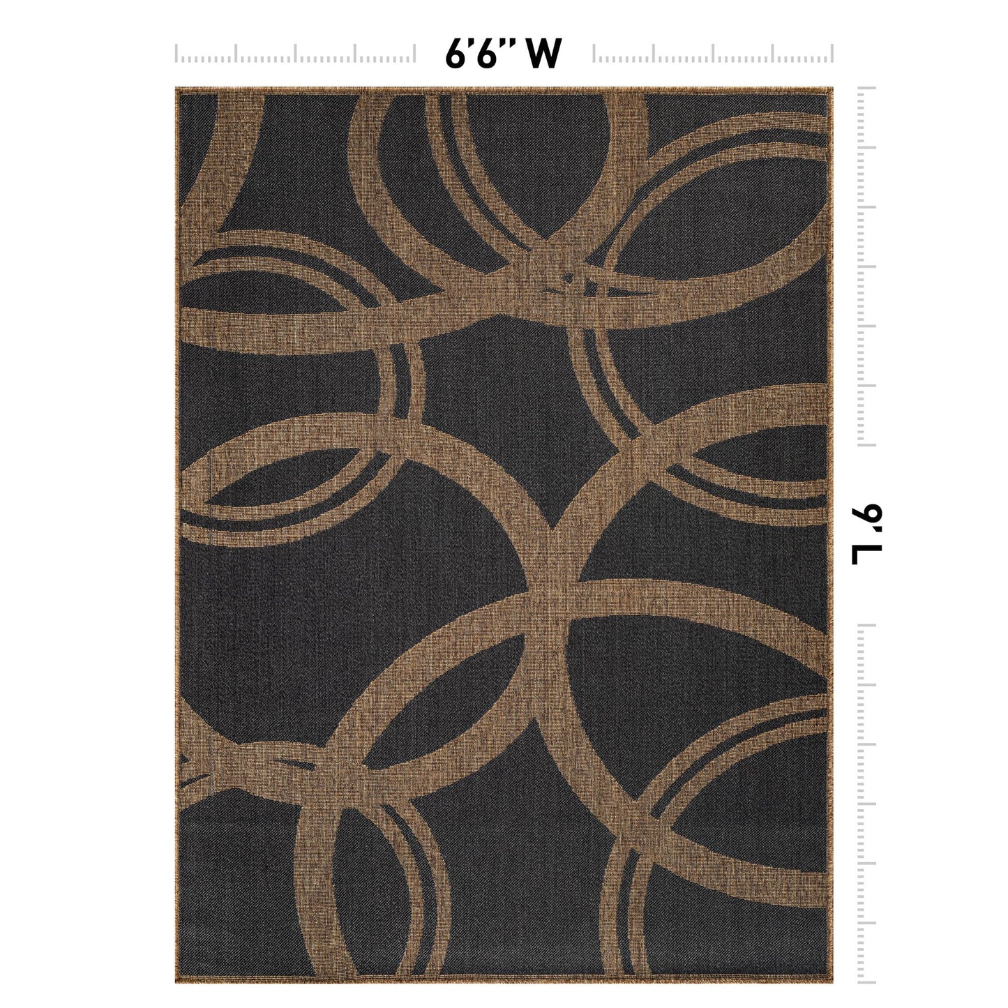 Rugshop Abstract Indoor Outdoor Flat Woven Area Rug,Natural Jute-Style,Easy-Care Patio Rug for Backyard Porch Deck Balcony, 6'6" x 9' Dark Gray/Natural