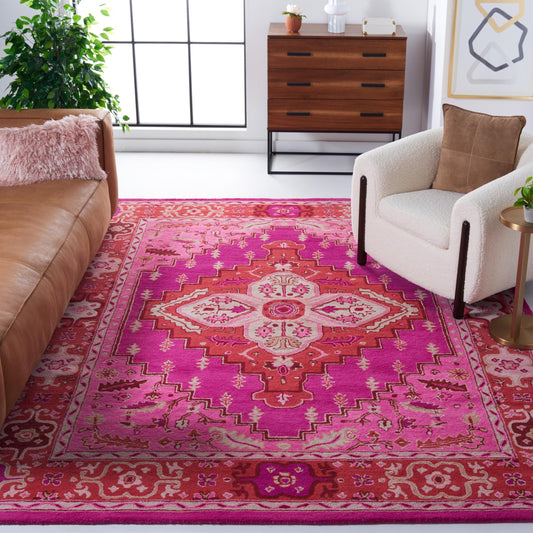 SAFAVIEH Area Rug 8x10 - Bellagio Collection - Large - Red & Pink, Handmade Wool, Medallion Design, Ideal for Living Room, Bedroom, Office, Dining Space (BLG545B)