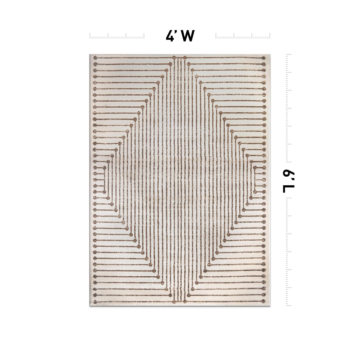 Rugshop Beige and Brown Geometric Area Rug – Soft Abstract Line Pattern Carpet for Living Room, Bedroom, or Office – Contemporary Neutral Decor Accent 4' x 6' Beige