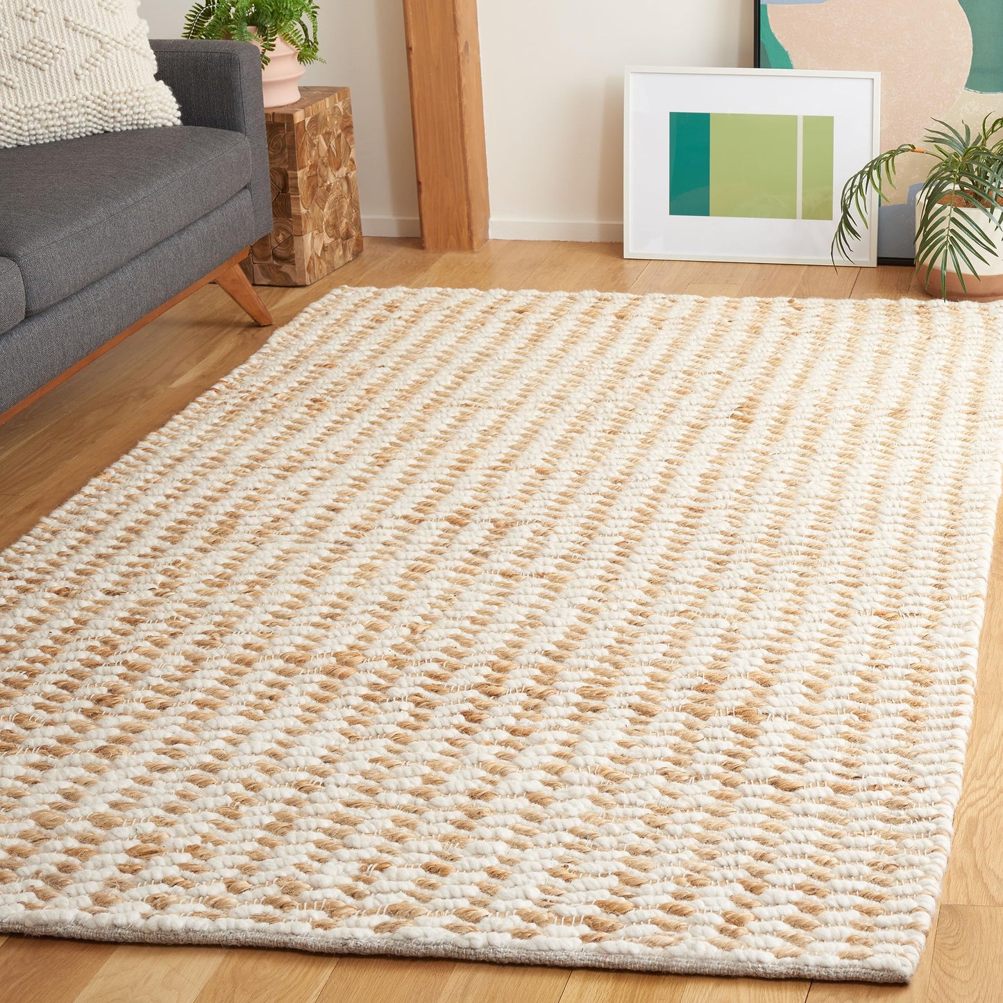 SAFAVIEH Natural Fiber Collection Area Rug - 4' x 6', Natural & Ivory, Handmade Jute & Wool, Ideal for The Living Room, Bedroom, Dining Room (NF515A-4)