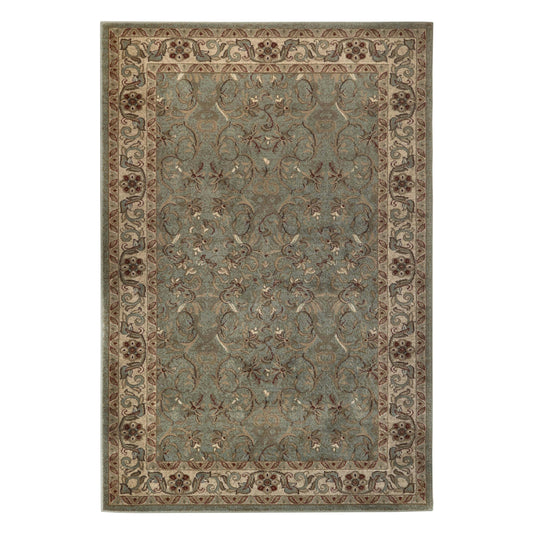 Superior Indoor Area Rug, Jute Backed Rugs for Bedroom, Living/Dining Room, Office, Entryway, Hallway, Kitchen, Traditional Floral Scroll Floor Decor, Heritage Collection, Green, 8' x 10'