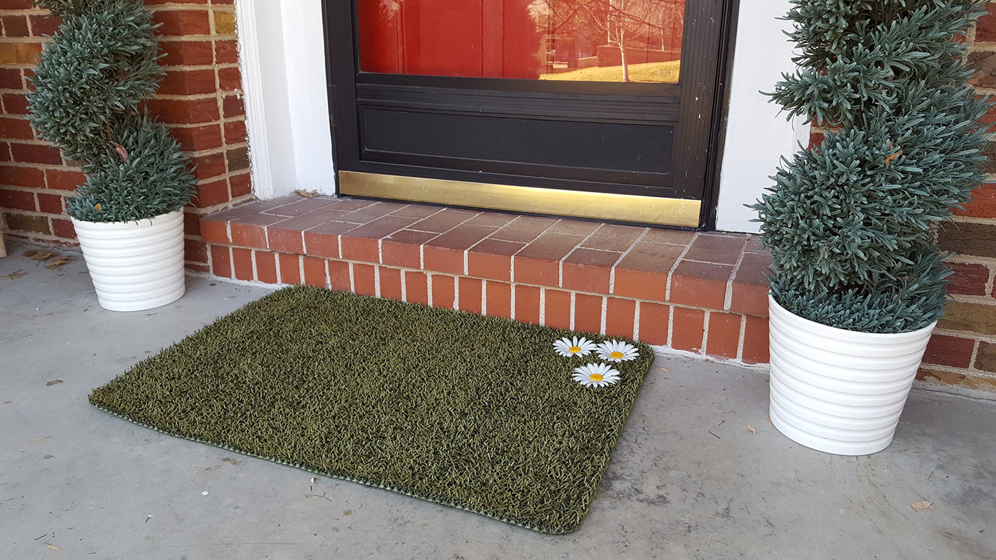 CLEAN MACHINE 10376914 Astroturf Dirt Trapper Doormat, 23.5" x 35.5", Daisy Urban Green