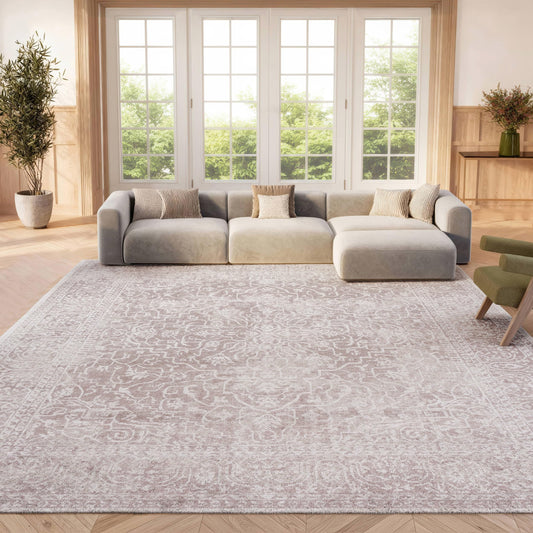 SAFAVIEH Area Rug 9x12 - Reflection Collection - Large - Beige & Cream, Non-Shedding & Easy Cleaning, Ideal for Living Room, Bedroom, Dining Space (RFT670A)