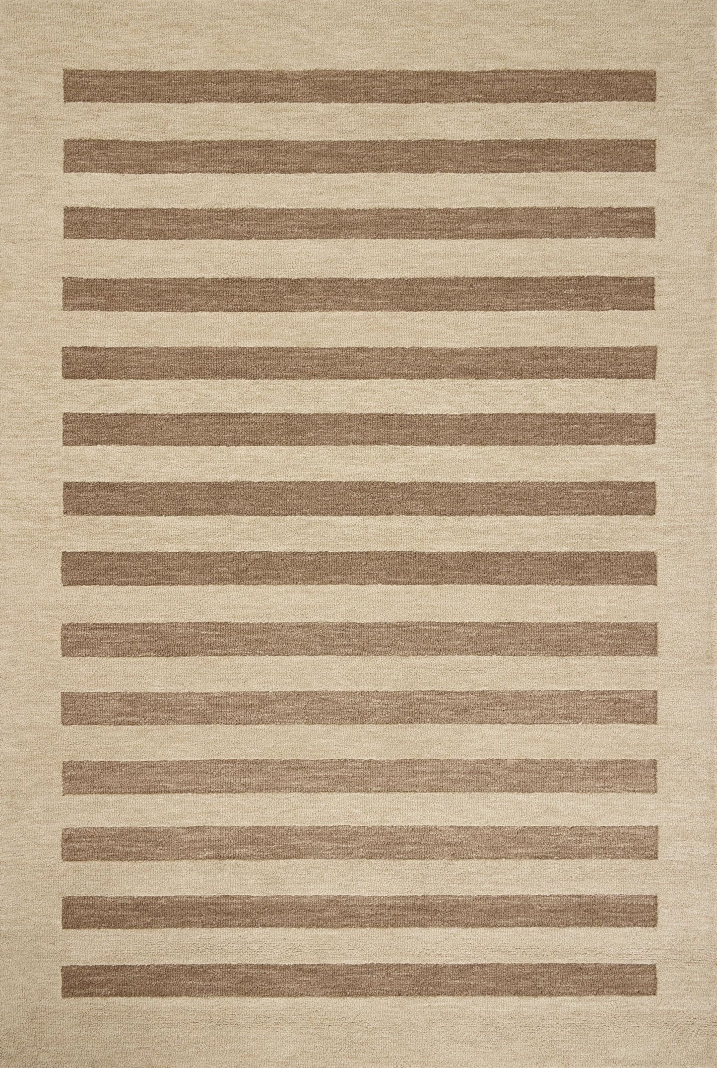 Loloi Leanne Ford Craven Collection CVN-05 Oatmeal/Bark 7'-9" x 9'-9" Area Rug Striped, Patterned, Neutral, Living Room, Bedroom, Dining Room