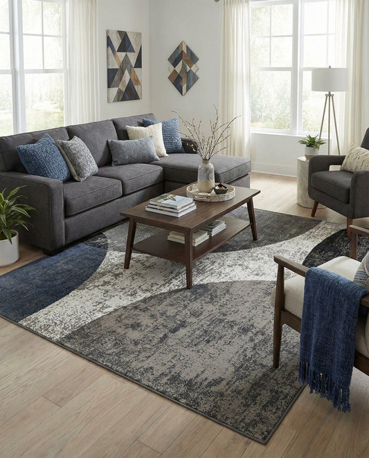 Rugs.com - Oslo Rug – 8 Ft Square Multi Easy-Clean Stain-Resistant Area Rug – Modern Abstract Design for Living Rooms, Bedrooms, and Dining Rooms