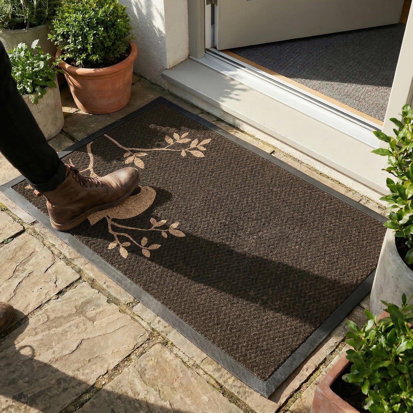 Bernini Aqua-Terra Waterproof Shoe Scraper Dog Mat, Heavy Duty Mud Mat with Quick Dry Mesh, Stain Resistant Rubber, Low-Profile Dirt Grabber, Indoor/Outdoor Dog Doormat for Muddy Paws, 36"x 24"