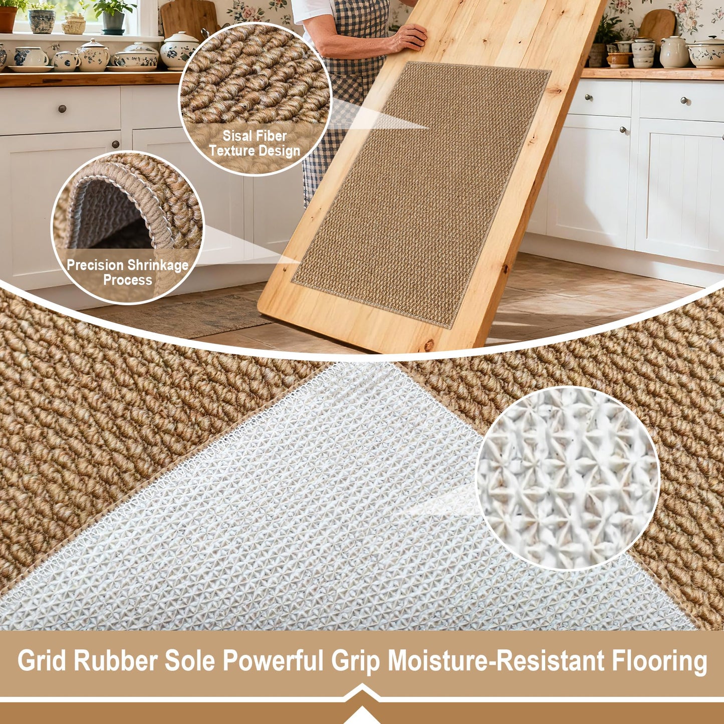 Door Mat,16" x 24",Dirt Trapper Washable Doormats, Dirt Resistant and Absorbent Floor Mats,Non-Slip Floor Mat,Low Profile Front Door Mat for Front Back and Entryway Brwon