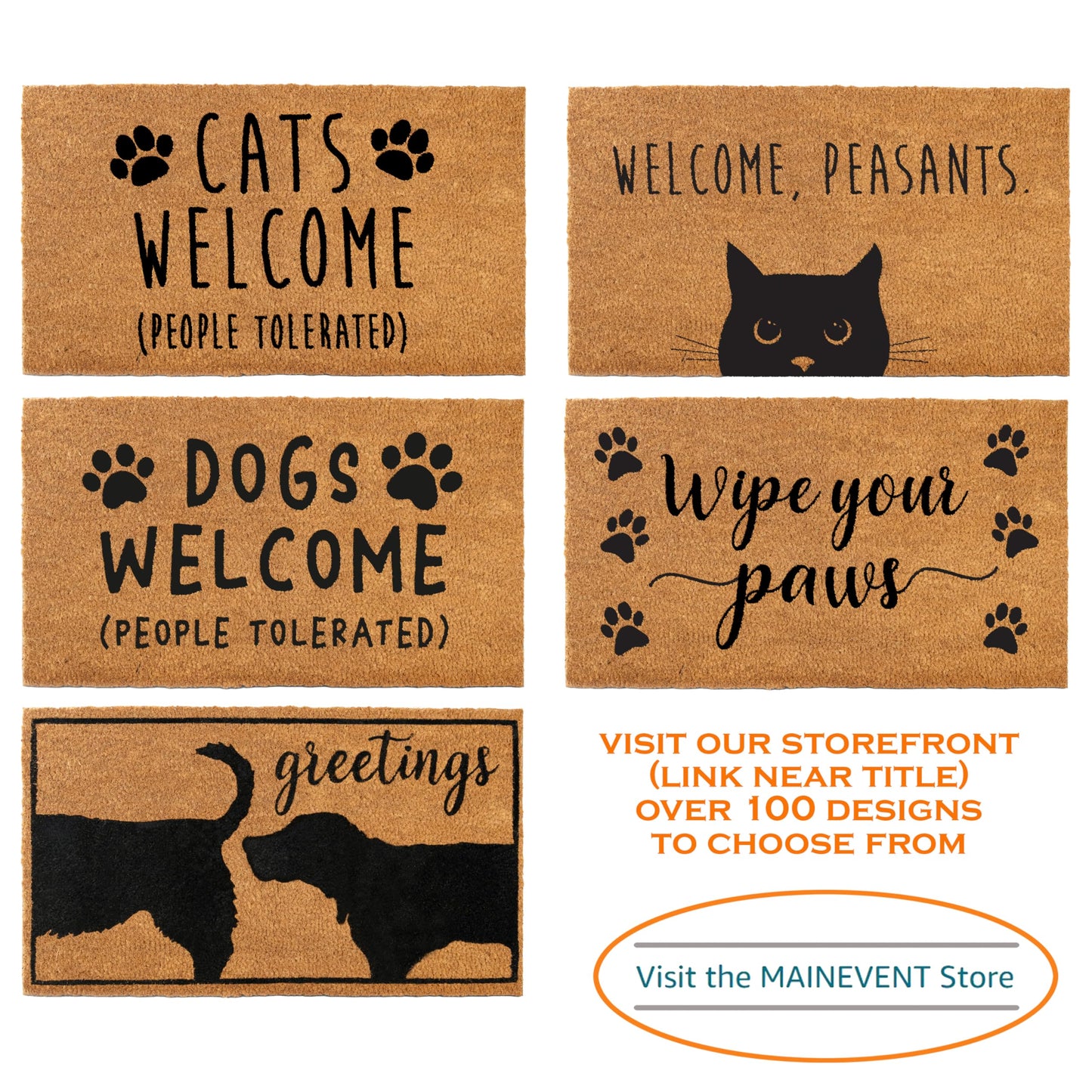 MAINEVENT Dogs Welcome People Tolerated Door Mat 30x17 Inch, Funny Dog Doormat, Mat Dog, Hope You Like Dogs Doormat, Coir Mat