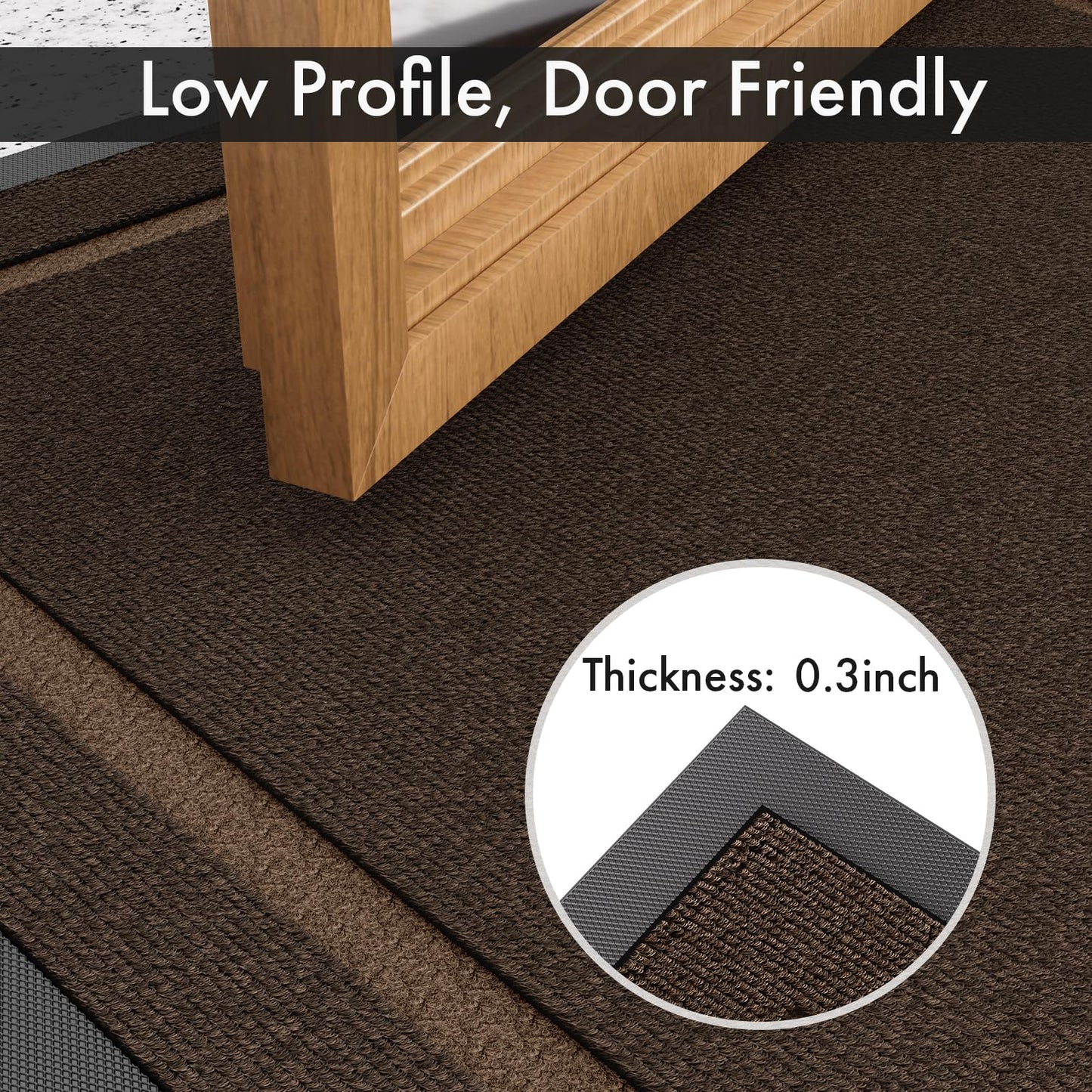 Atoping Front Door Mat Indoor Outdoor Entrance, All-Season Waterproof Outdoor Doormat, Absorbent Floor Mats Traps Dirt & Moisture, Rubber Backing Low Profile Entryway Mat, Brown, 34"*60"