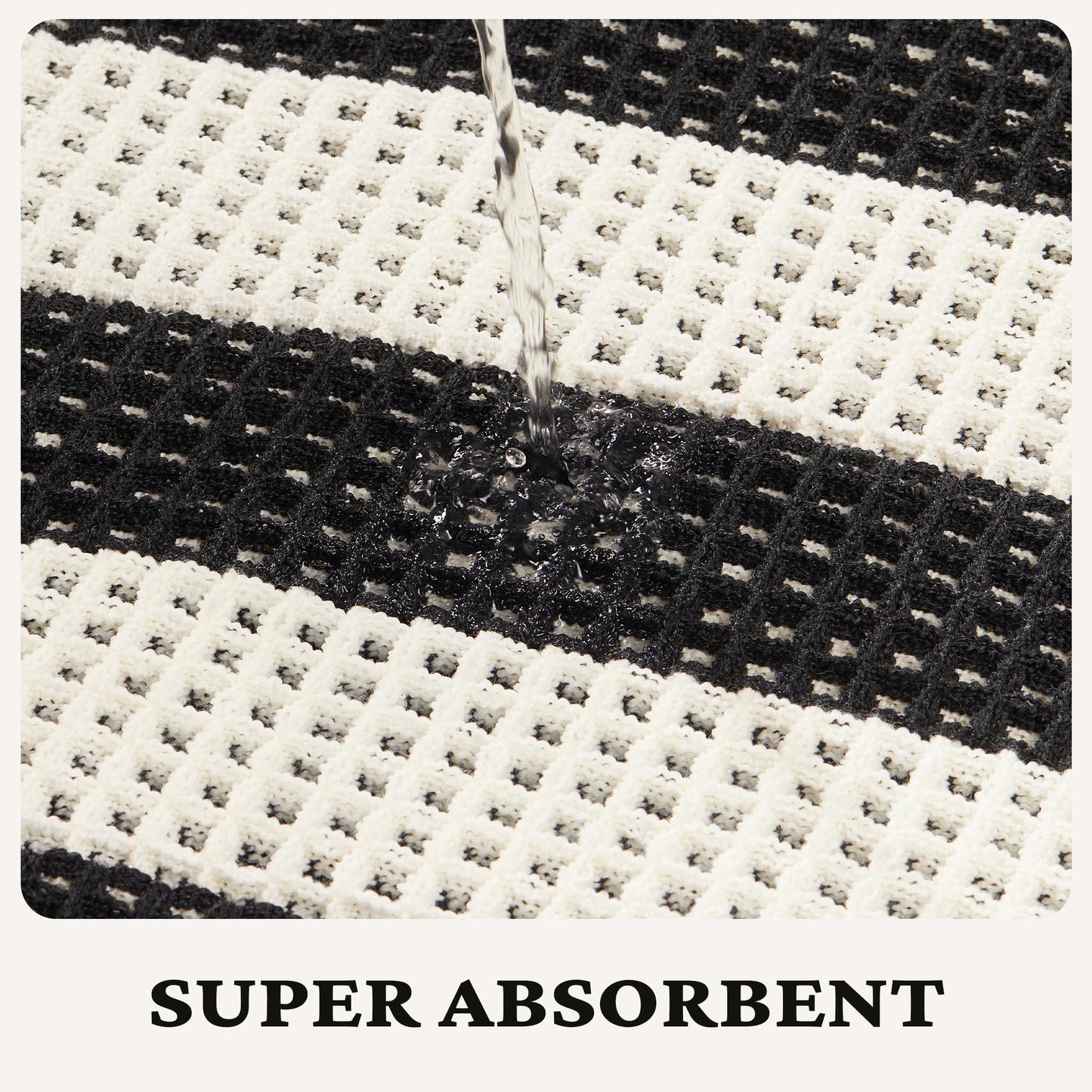 MatEssenz Bathroom Rugs Sets 2 Piece Absorbent Quick Drying Machine Washable,Non Slip, Bathroom Accessories, 17"x24"+18"x30", Black and White Stripes