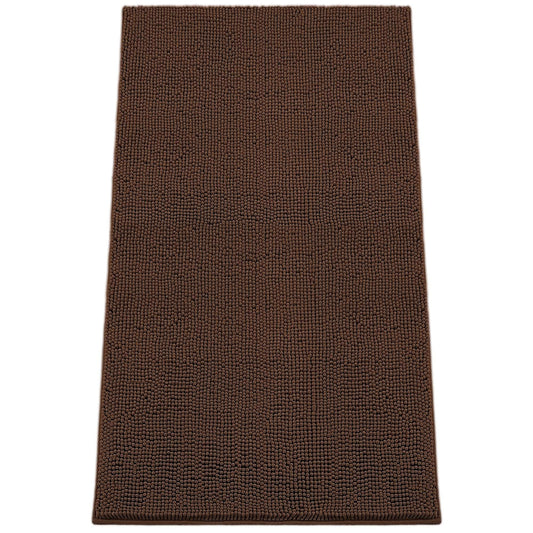 HOMEK Absorbent Dog Door Mat for Muddy Paws, 60" x 36" Chenille Indoor Mats for Entryway, Trap Dirt Front Door Mat Indoor Entrance Washable Non Slip Soft Brown