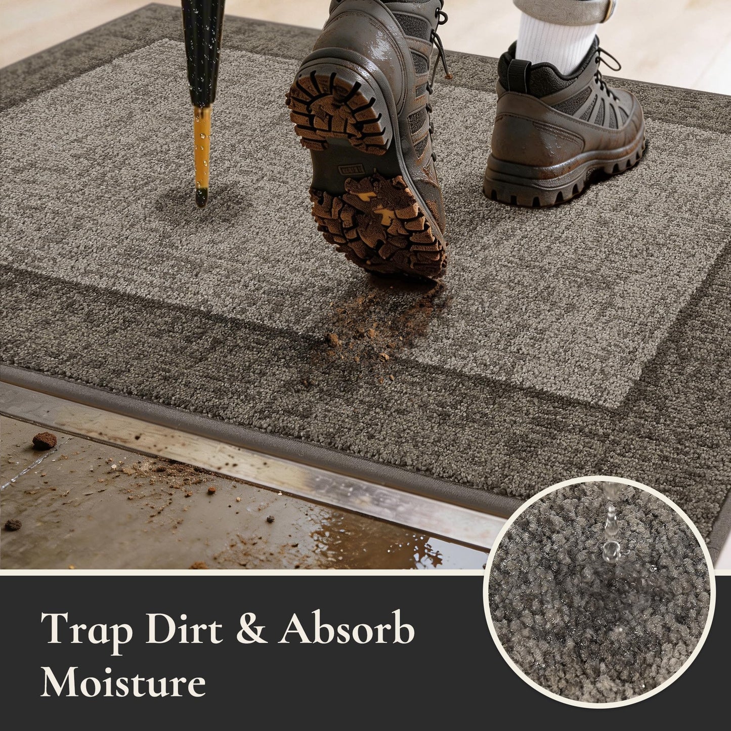 MatMaven Dirt Trapper Door Mat 20"x 32", Non Slip Washable Doormat, Stain Resist and Absorbent Welcome Mat, Floor Mats,Low Profile Entrance Dog Door Mats for Front Back Door,Taupe