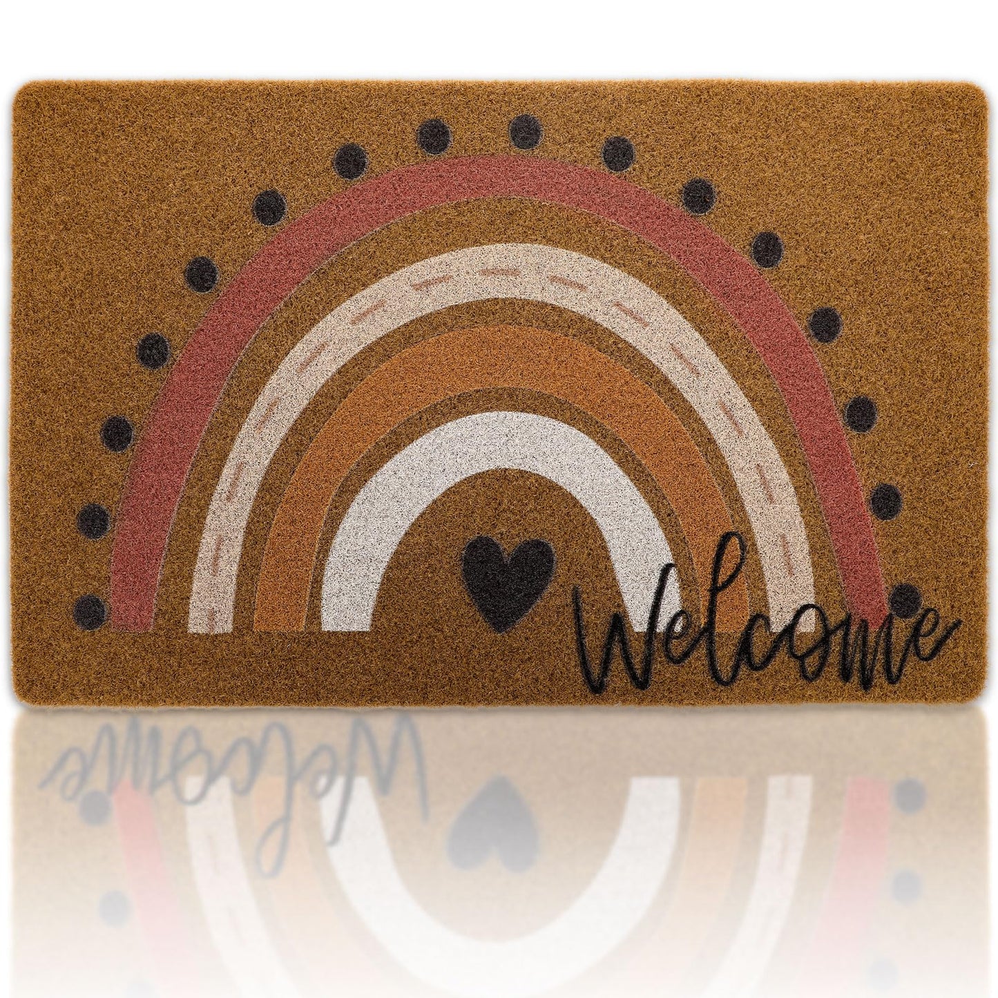 Rainbow Welcome Doormat Boho Rainbow Indoor Outdoor Entryway Doormats Non-Slip Backing Rug Neutral Rainbow Housewarming Wedding Gifts 17X30 Inches