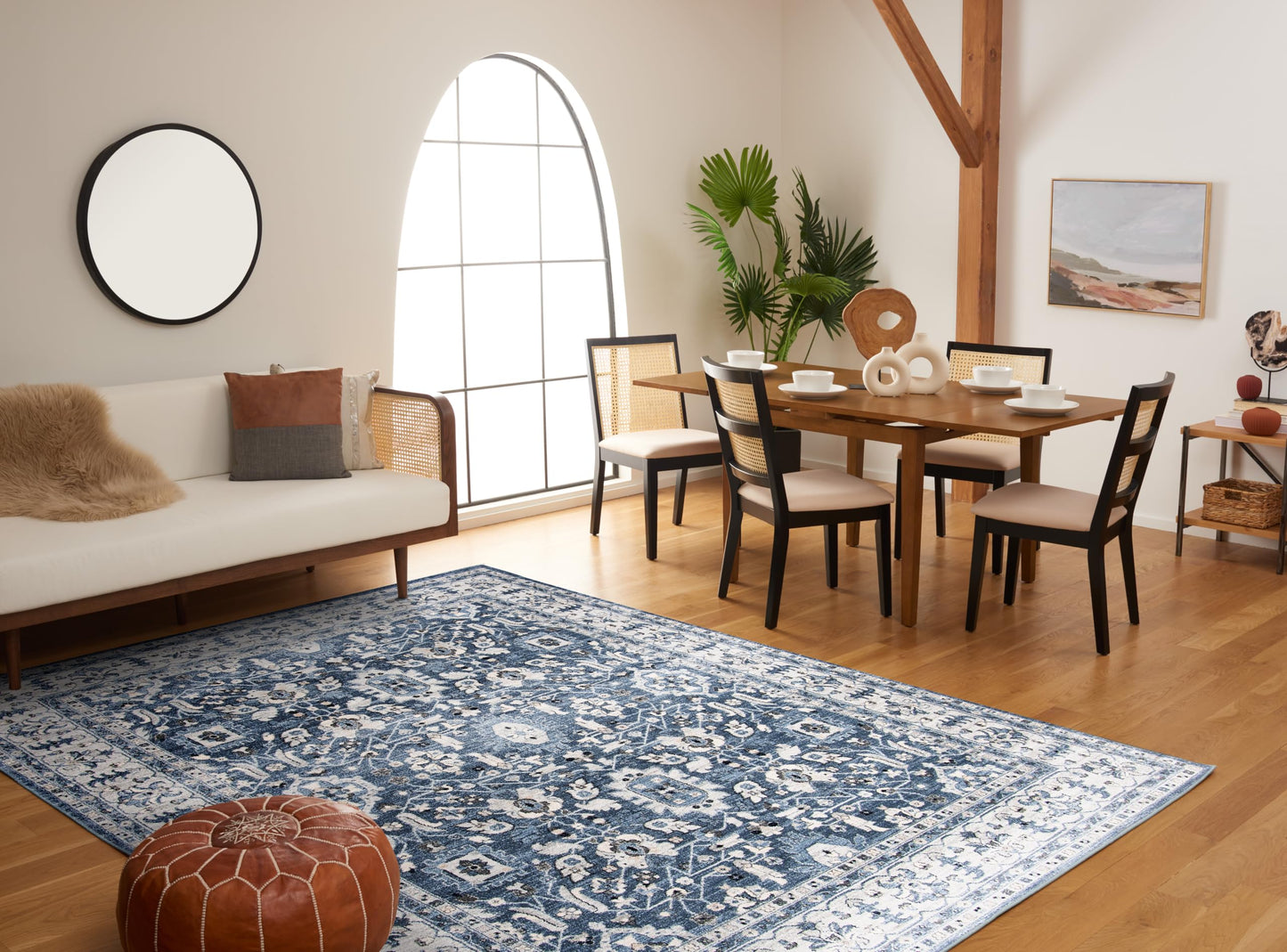 SAFAVIEH Charleston Collection Area Rug - 10' x 14', Navy & Creme, Oriental Distressed Design, Non-Shedding & Easy Care, Ideal for High Traffic Areas in Living Room, Bedroom (CHL412N)
