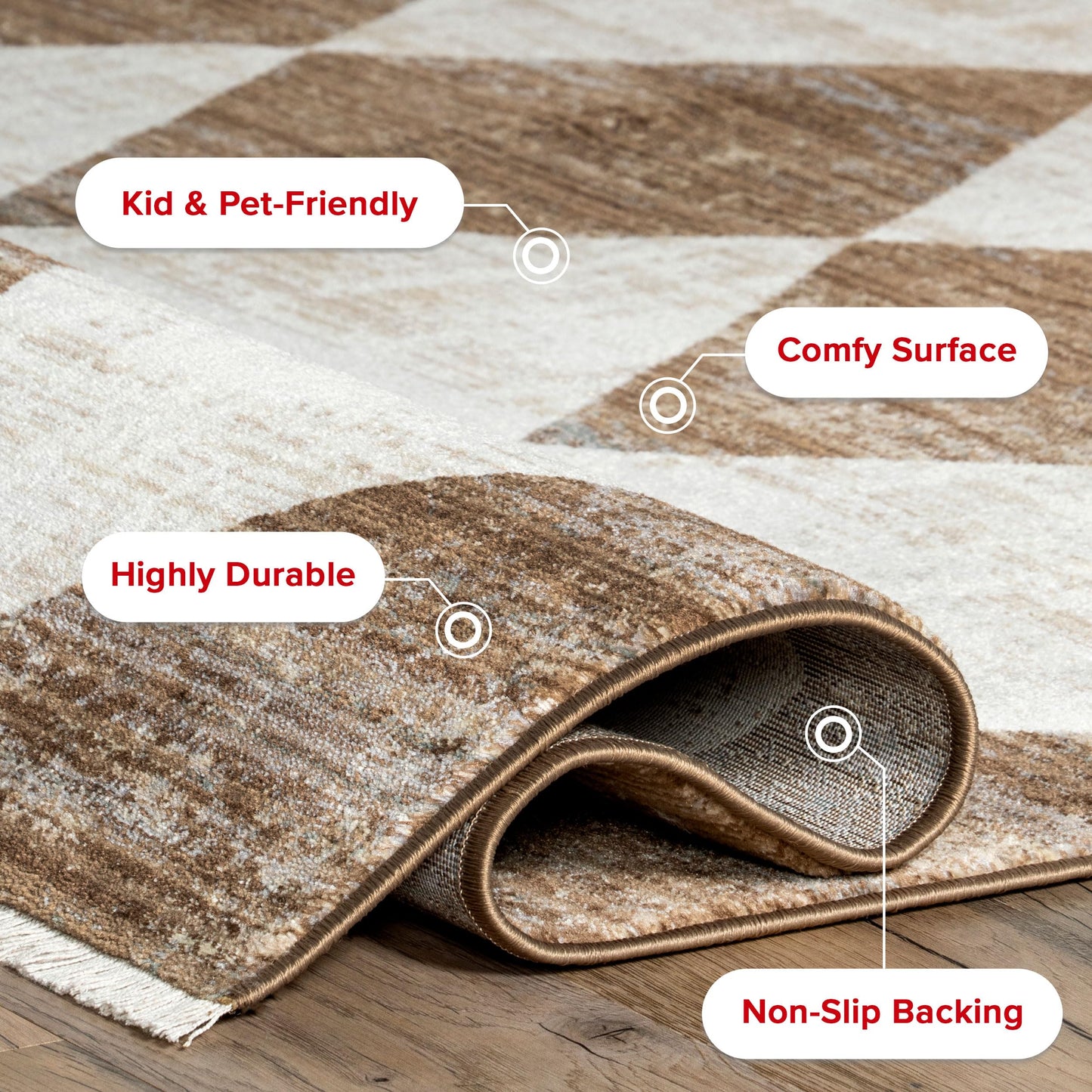 Nuloom Fringed Performance Meline Beige/Blue/Ivory, 5' x 7'10", Checkered, Soft and Cozy, High Traffic, Stain Resistant, Easy Clean, Durable Area Rug for Bedroom, Living Room, Dining, Den, Foyer