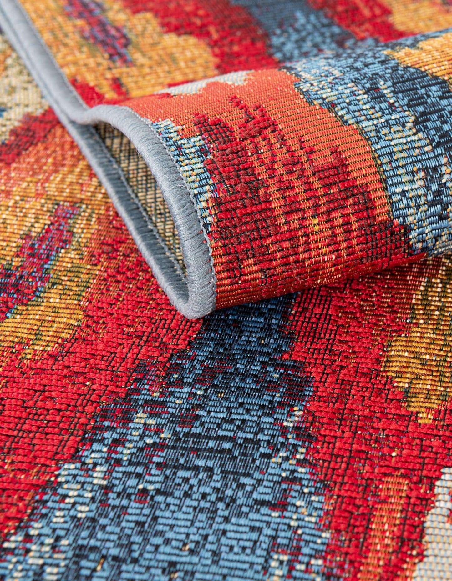 Unique Loom Outdoor Modern Collection Area Rug - Ikat (10' x 14' 1" Rectangle Multi/Burgundy)