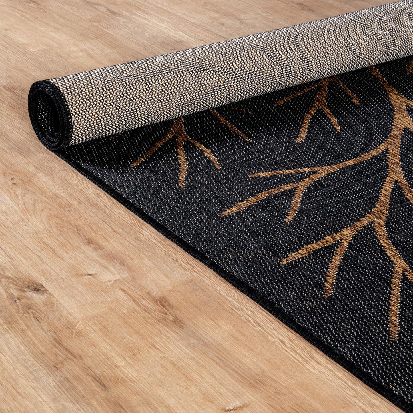 Washable Indoor Outdoor Rug 8x10 Modern Area Rugs Branch Pattern Non Shedding Waterproof Easy Clean Patio Deck Porch Living Room Bedroom Garden RV (8 X 10 Gold)