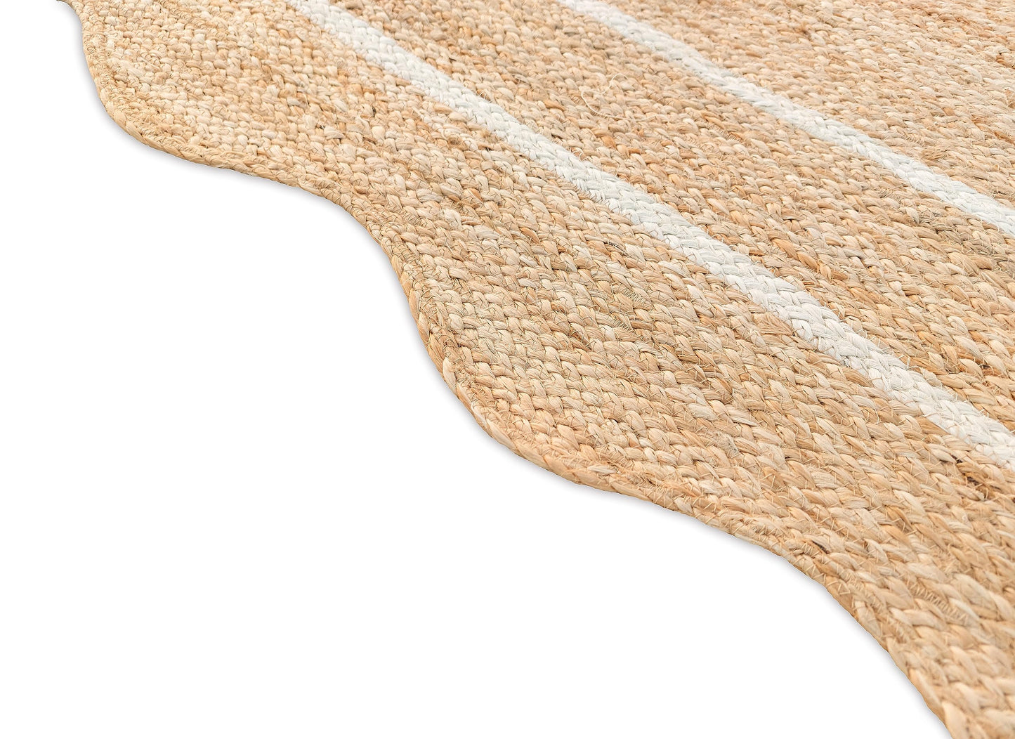 Weaving Village Wave Scalloped Natural Jute Rug Boho Jute Rug Entryway Runner Rug Farmhouse Scallop Rug, Off White (2'x3')