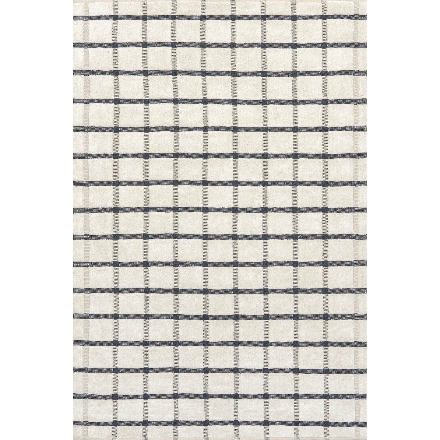 Rugs USA Rowena Checked Wool Area Rug, 8'6" x 11'6", Ivory