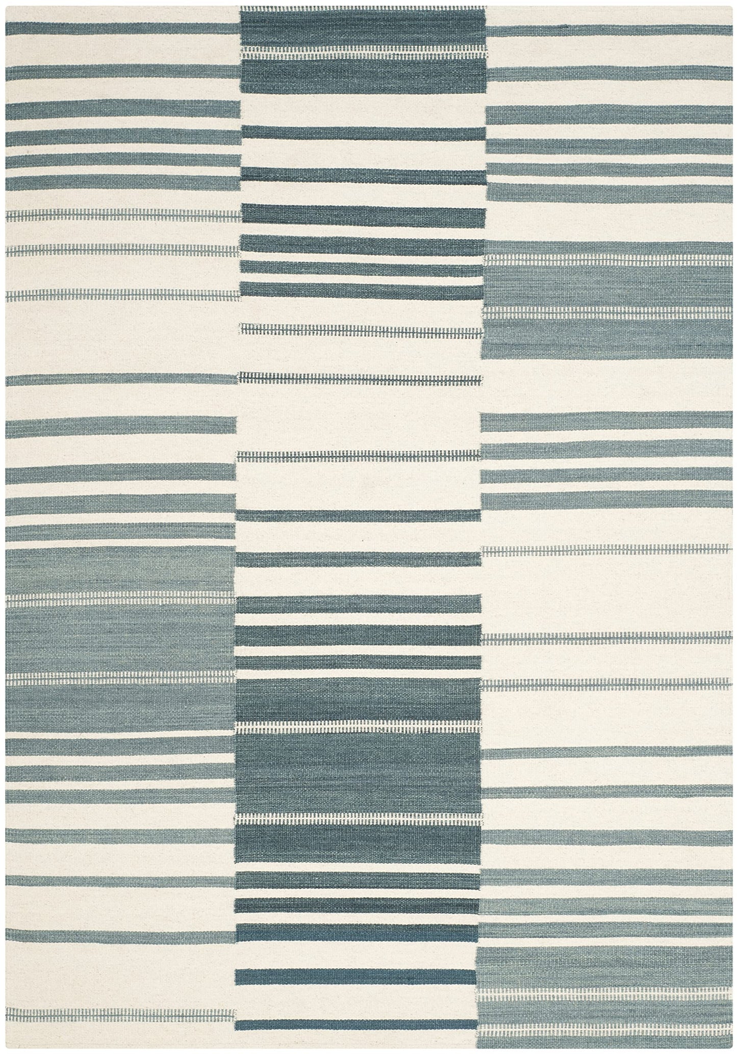 SAFAVIEH Kilim Collection Area Rug - 5' x 8', Blue & Ivory, Handmade Flat Weave Wool, Ideal for High Traffic Areas in Living Room, Bedroom (KLM953A)