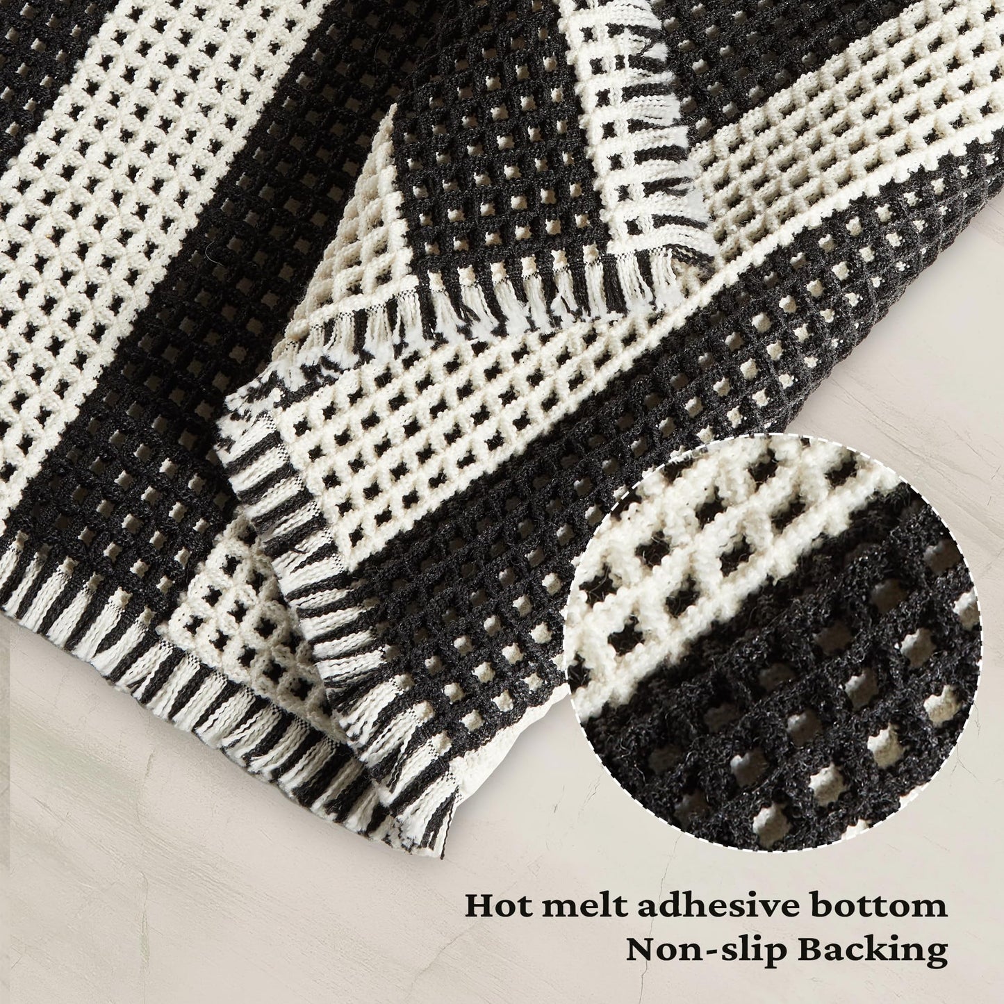 MatEssenz Bathroom Rugs Sets 2 Piece Absorbent Quick Drying Machine Washable,Non Slip, Bathroom Accessories, 17"x24"+18"x30", Black and White Stripes
