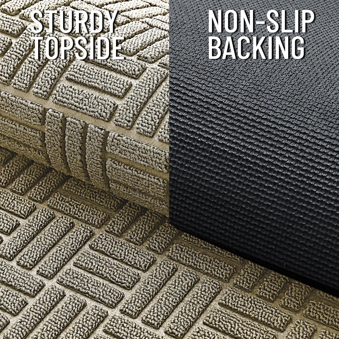 OLANLY Front Door Mat Outside Entrance 47x17, Absorbent, Heavy Duty Sturdy Natural Rubber Doormat Indoor Outdoor, Stain and Fade Resistant, Non-Slip Backing Low Profile Floor Mat for Entryway, Beige