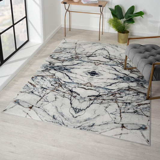 LUXE WEAVERS Marble Effect Abstract Blue 5x7 Area Rug