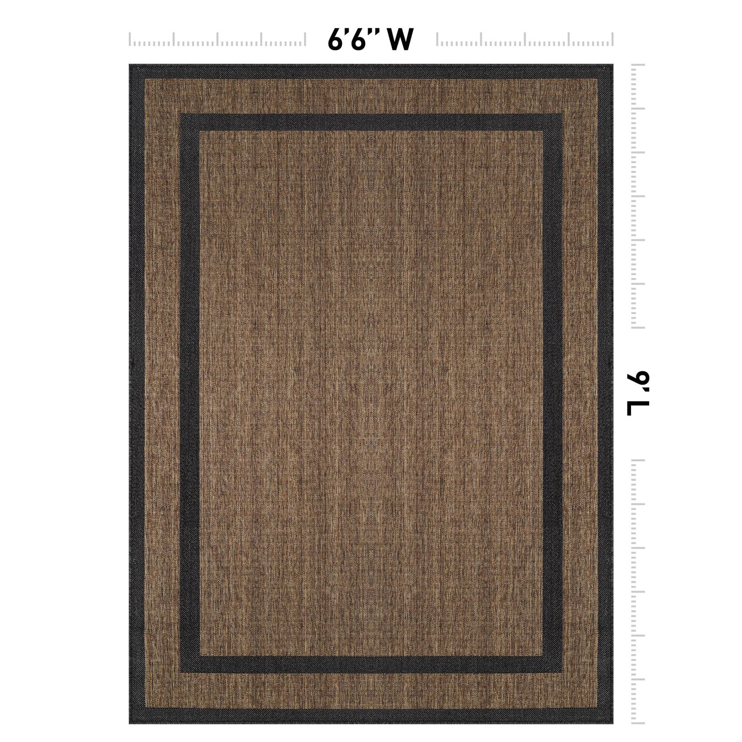Rugshop Border Plain Indoor Outdoor Flat Woven Area Rug,Natural Jute-Style,Easy-Care Patio Rug for Backyard Porch Deck Balcony, 6'6" x 9' Dark Gray/Natural
