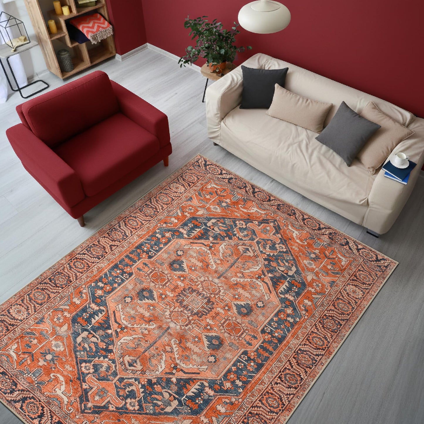 Keen Home Design 3x5 Rug - Machine Washable Entry Rug with Non-Slip Backing, Ideal for Enteryway, Kitchen, Bathroom, Laundry Room - Vintage, Easy Clean, Durable, Low Pile Rug - (3' x 5')
