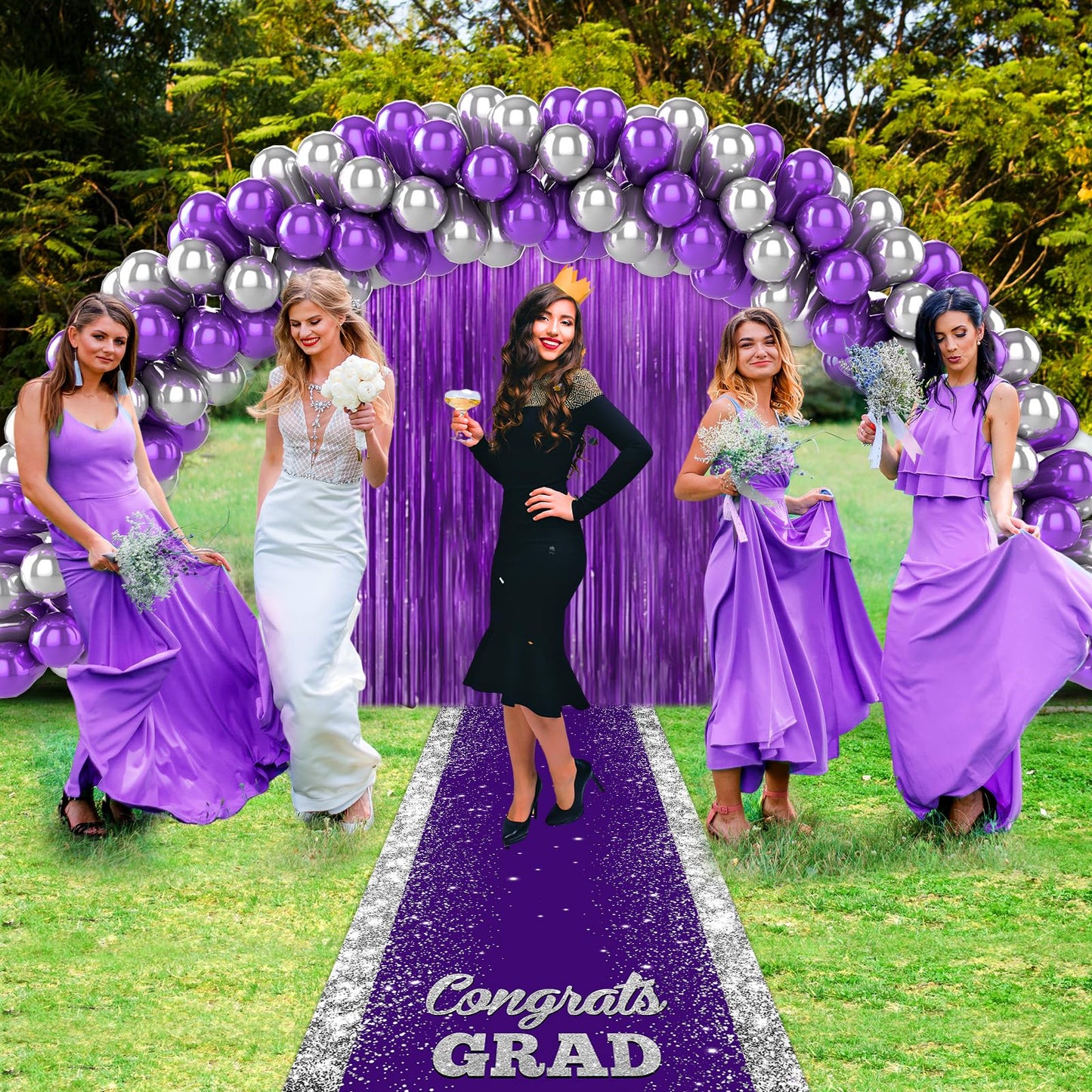 Purple Carpet Runner for Party, 10 x 2.6ft, Purple Graduation Prom Decorations Polyester Fabric Runway Rug for Prom Party Decor Aisle Runner for High School College Scholar Graduation Ceremony