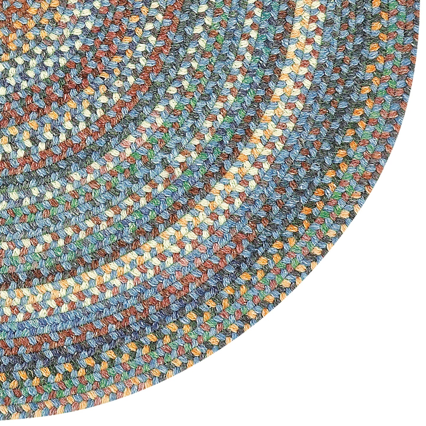 Capel American Heritage Legacy Blue 3-Feet Round Braided Rug | USA Made, Premium Wool Blend, Reversible