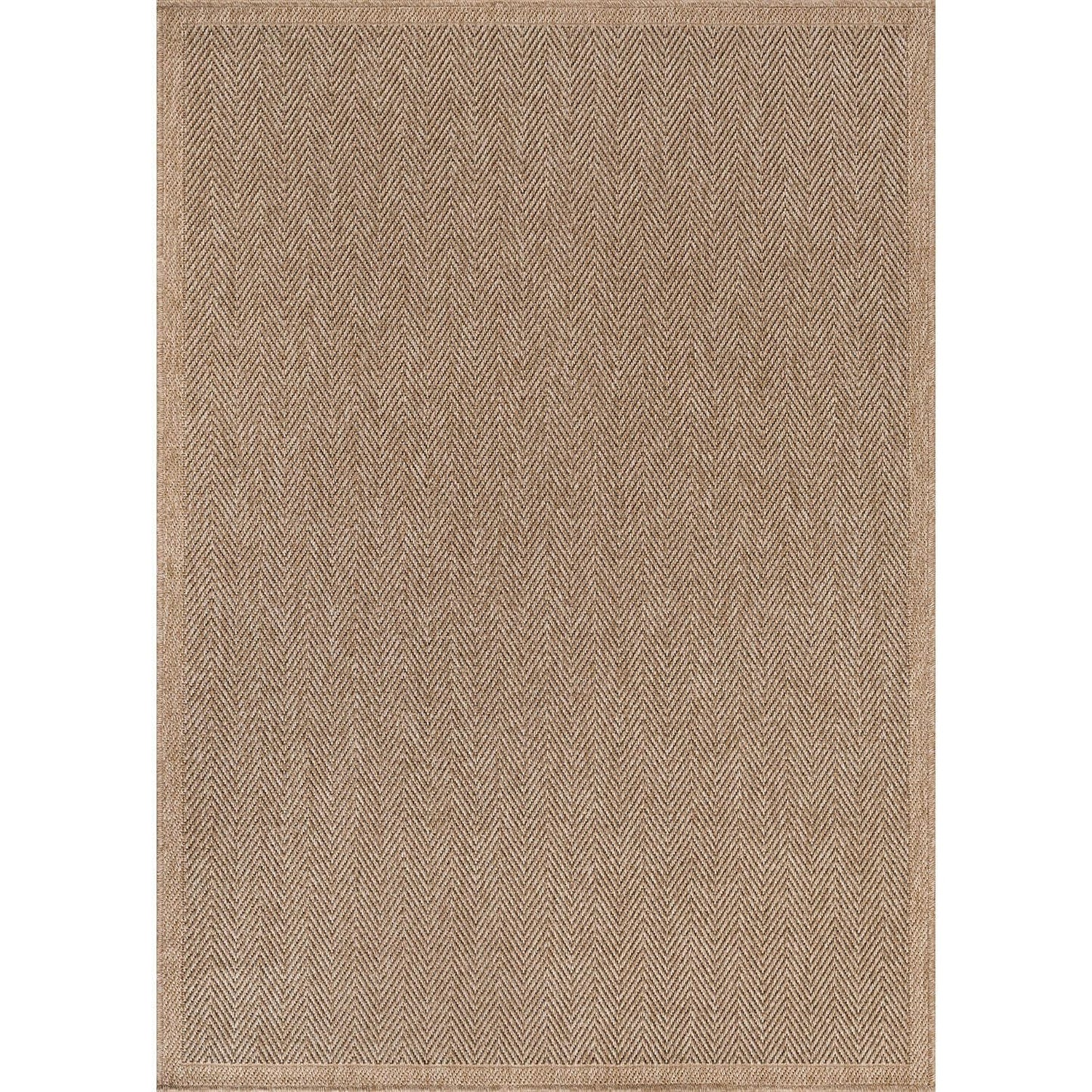 CAMILSON Easy Jute Rug 9x12, Indoor Outdoor Natural Color Fiber Area Rugs for Living Room and Patio Rug Herringbone Seagrass Boho Woven Design Easy-Cleaning Washable Outside Carpet Alfombras 9 x 12