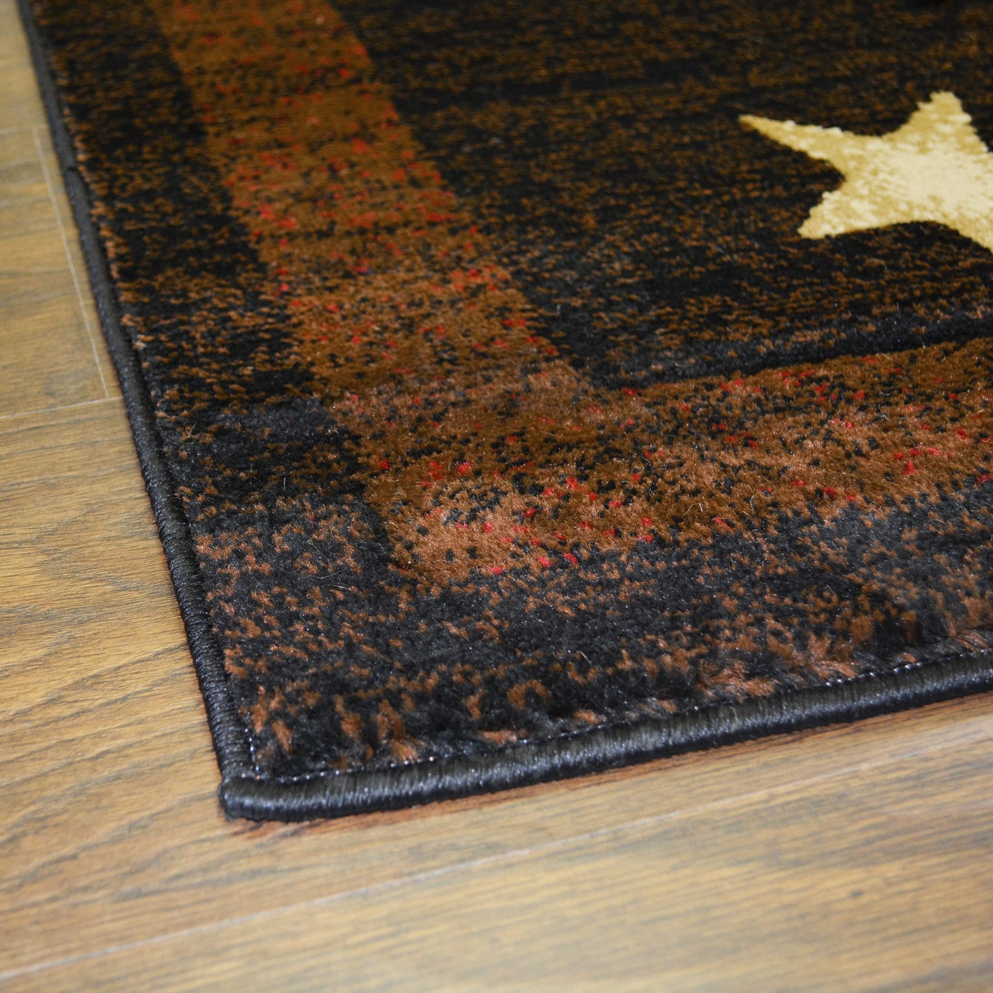 Rustic Lodge Texas Star 3683 2'3"x3'3" Black Area Rug