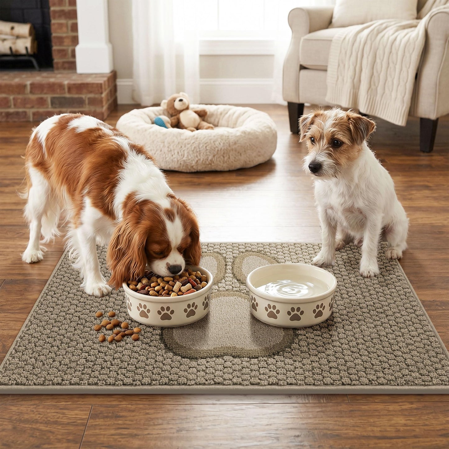 Bald Eagle Grip Dog Paw Doormats 20''x32'' for Dirty Paws, Washable Entryway Rugs Floor Mats Dirt Trapper with TPR Backing, Absorbent Low Profile Door Mat for Front Door, Hallway, Entryways, Beige